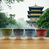 Vista 5 de Surreal Entertainment Avatar The Last Airbender Four Nations - Juego de tazones de sopa y palillos Ramen-Tic, juego de 4 cuencos de fideos Ramen