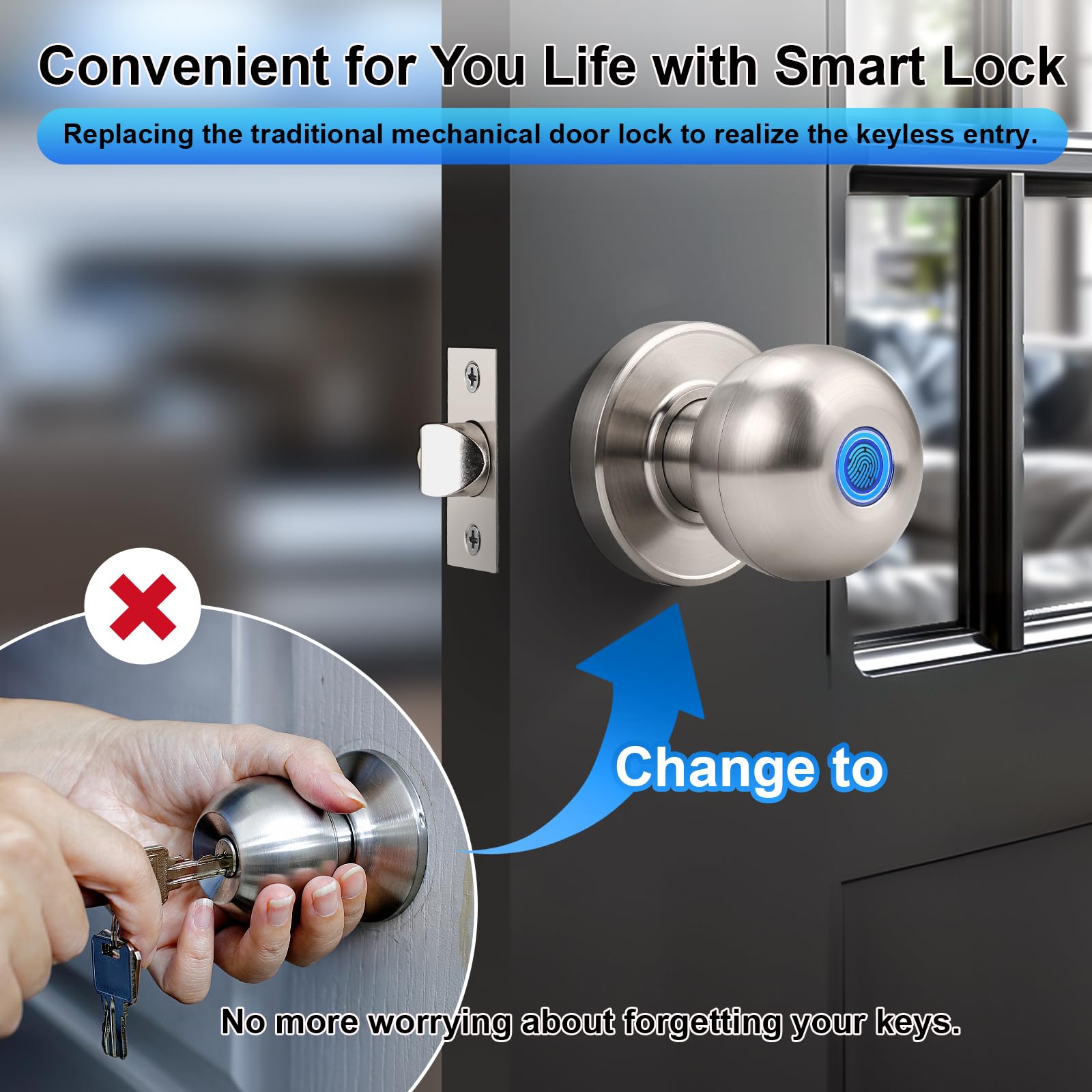 Smart Fingerprint Door Knob - Keyless Entry -7