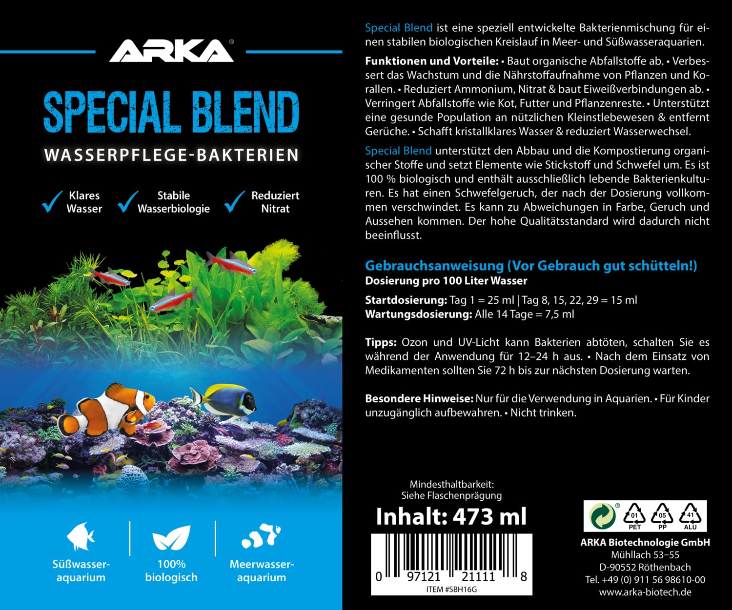 Microbe-Lift SBHTHERAPH16 Special Blend – Bacterias Altamente activas + TheraP – Juego de bacterias limpiadoras para el Cuidado de los Peces, 2 x 473 ml, Talla única, 946 g