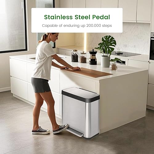 Miniatura 115 de Cubo de basura pequeño para baño con tapa, cubo de basura de 1.3 galones con cubo interior extraíble, cubo de basura delgado con tapa de cierre