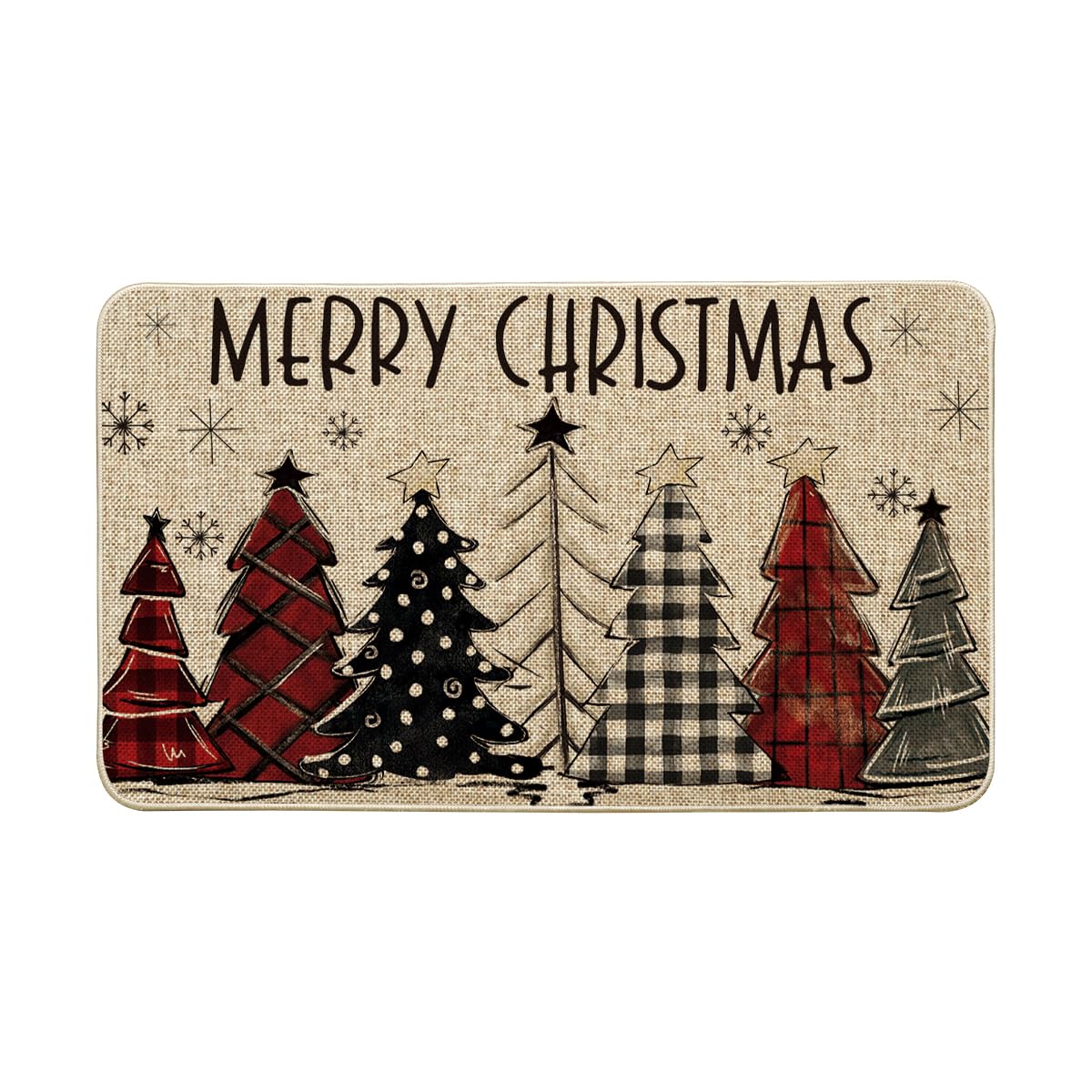 Artoid Mode Xmas Trees Snowflakes Merry Christmas Doormat, Winter Home Decor Low-Profile Switch Rug Door Mat Floor Mat for Indoor Outdoor 17x29 Inch