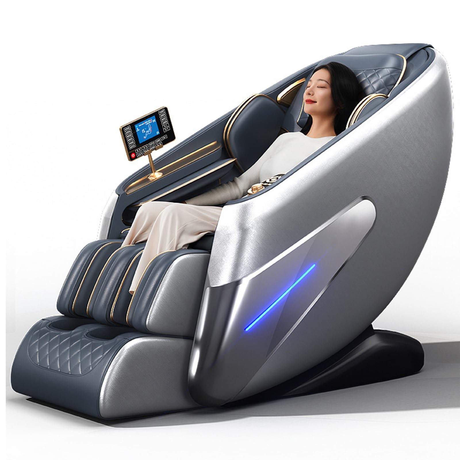 Poltrona Massaggiante 2026, Poltrona Reclinabile SL-Track Shiatsu, Poltrona Relax Premium Per La Casa(Silver)