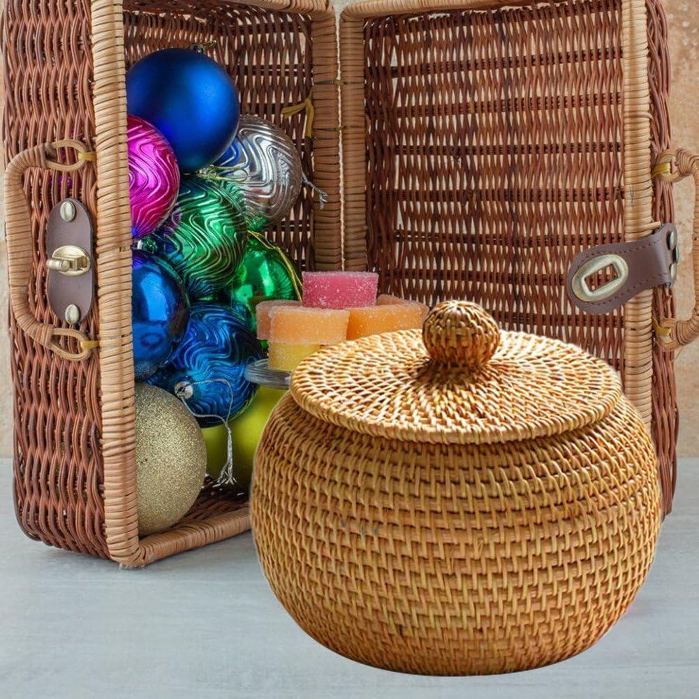 Mand met deksel Nowie - terracotta - katoen - 19x27 cm | Leen Bakker