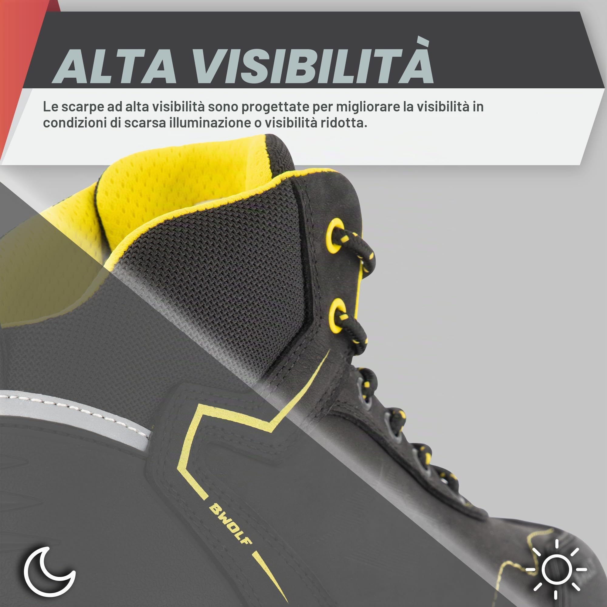 BWOLF Phoenix S3 - Scarpe antinfortunistiche da uomo S3 Nabuk impermeabili, antiscivolo 4x4 Grip Tech, suola Ergo