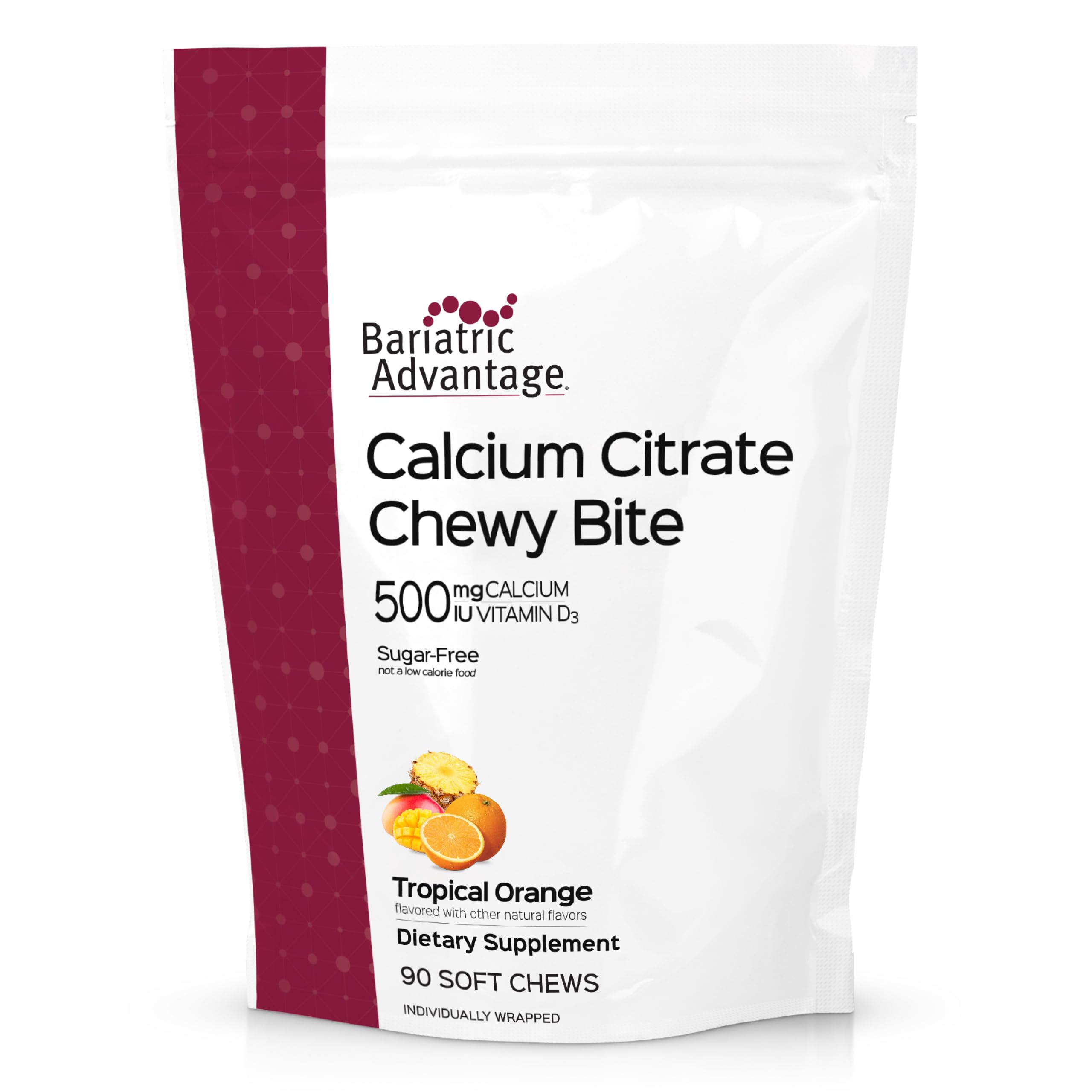 Bariatric Advantage Calcium Citrate Chewy Bites, Tropical Orange, 90 Ct