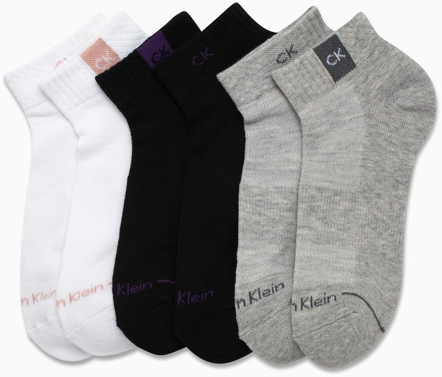 Calvin Klein Womens Quarter Socks - 6 Pack Athletic Performance Cushioned Ankle Socks for Women for Running and Workout - Image 3