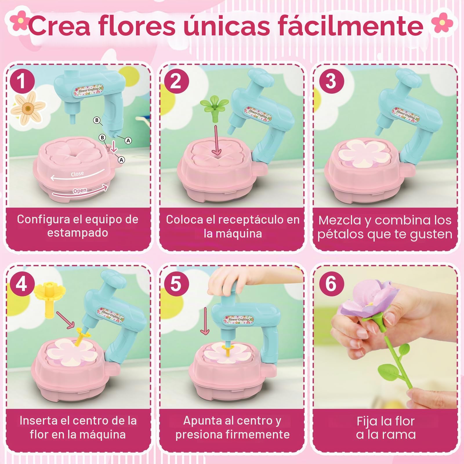 Mieryd Manualidades Niños 3 4 5 6 7 8 9 10 Años, Bricolaje Mercado Flores de Tela, DIY Ramo Flores Juguete Creativo Arte Juego Educativo Regalo para Cumpleaños Navidad, Bouquet Flower Making Kit