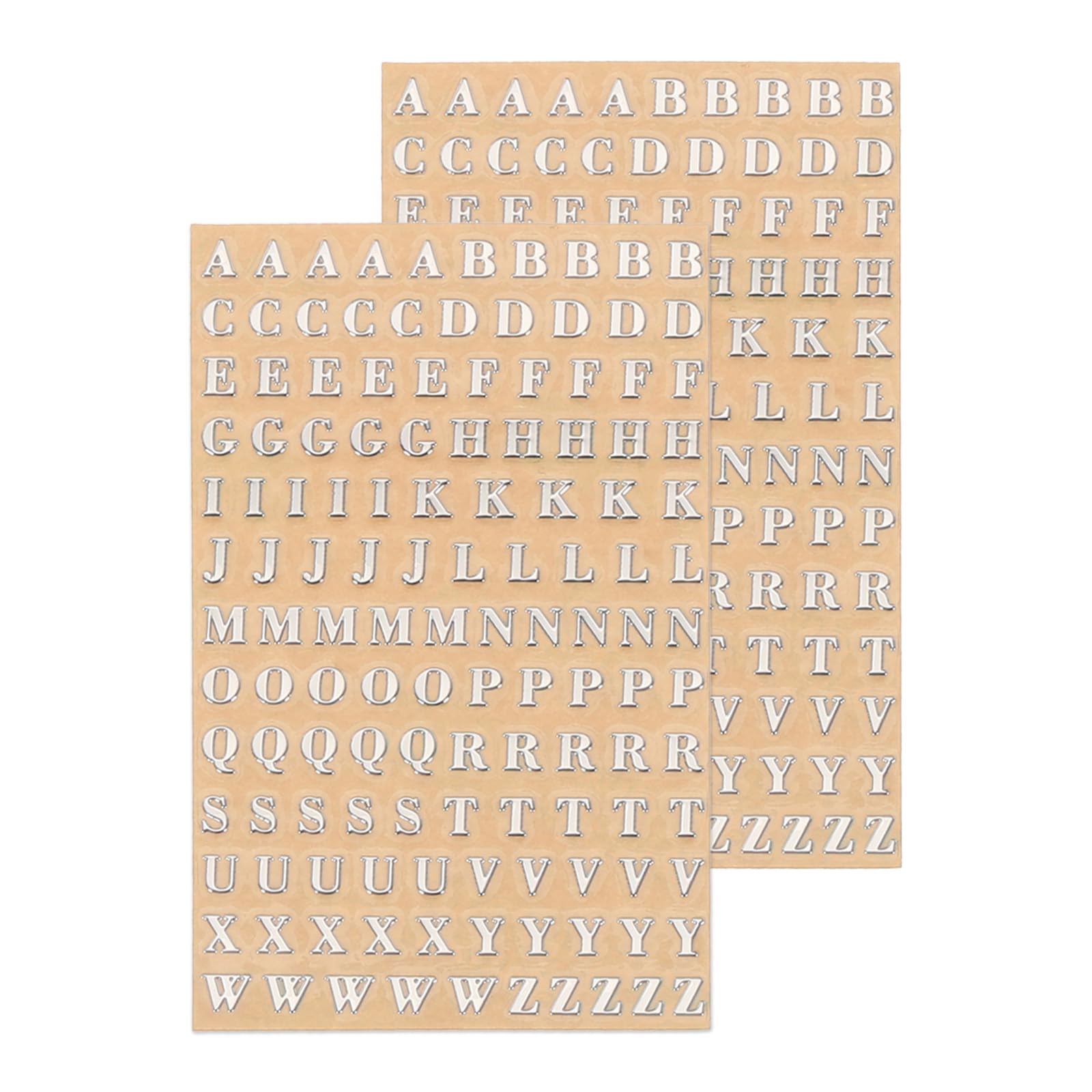 sourcing map 2 Sheets Letter Resin Stickers 3D Small A to Z Silver Mini Alphabet Sticker Metallic Sparkle Alloy Uppercase for Resin Nail Scrapbooking 3mm