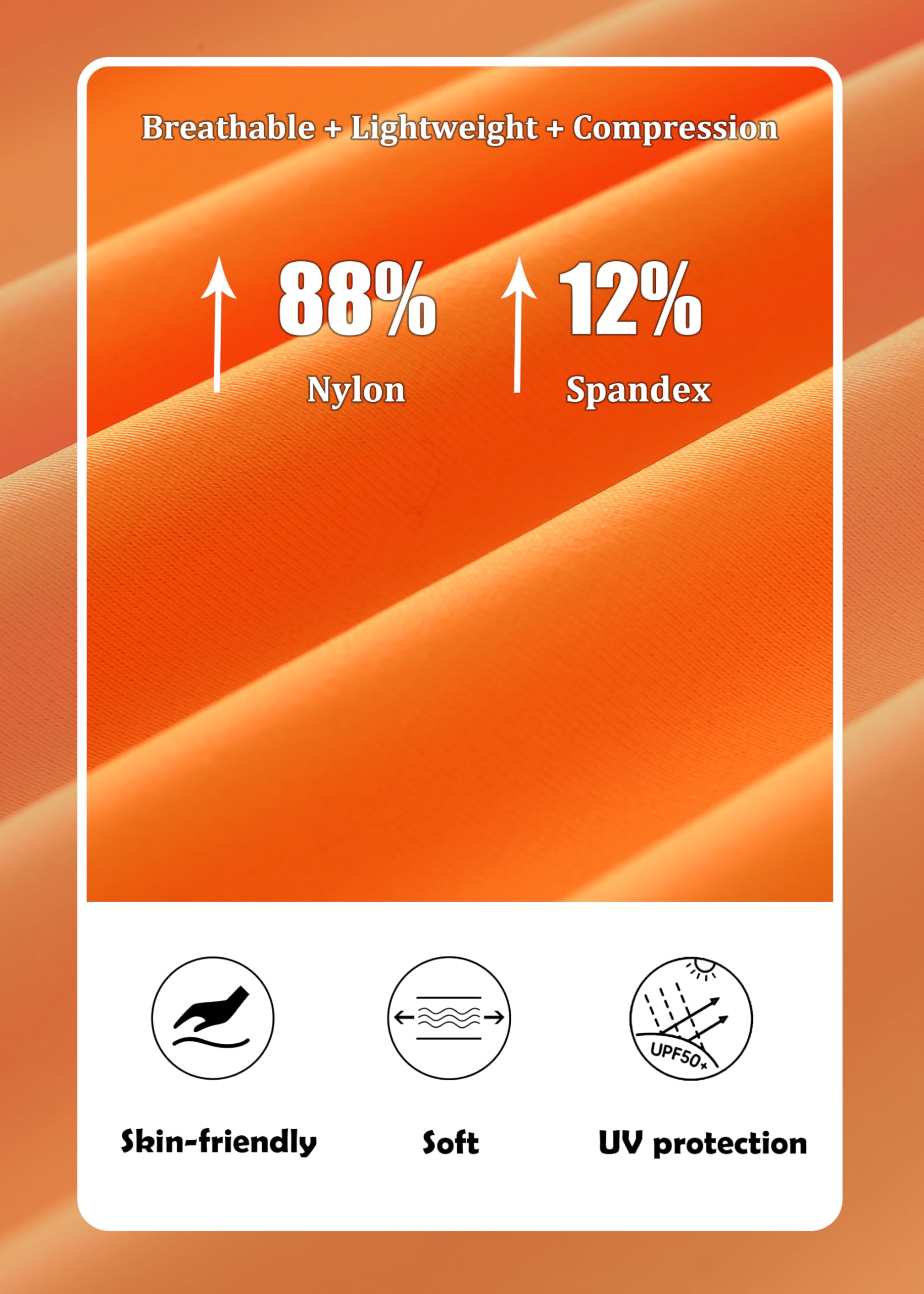 Camisetas de natación para Hombre, con protección Solar UPF 50+, de Manga Larga, Ligeras, de Nailon de Secado rápido, Naranja, Small