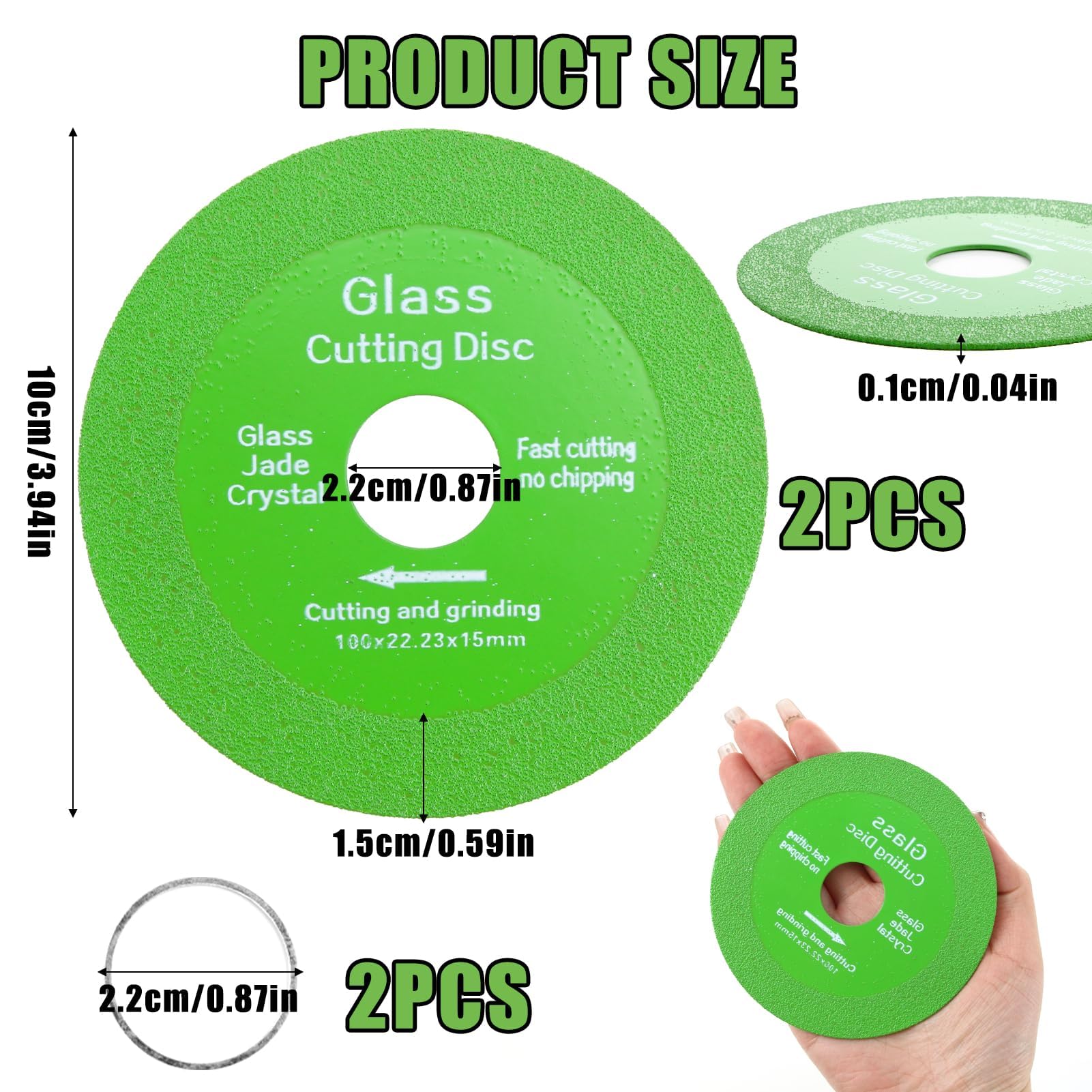2 Pezzi Disco Diamantato da Taglio per Vetro, Flessibile per Smerigliatrice Marmo, Cristallo, Giada (Verde)