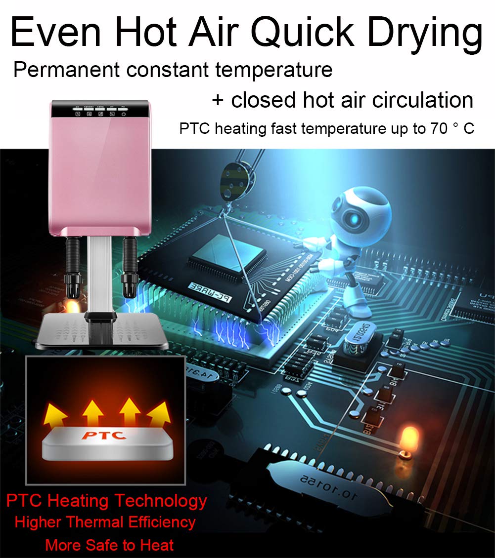 190W Ozono Eléctrico Escalable Inteligente Maquina De Zapatos Caliente Vertical Secador De Zapatos para Zapato Guantes Calcetines Botas De Desodorización Esterilización, Rosa/Oro,Pink