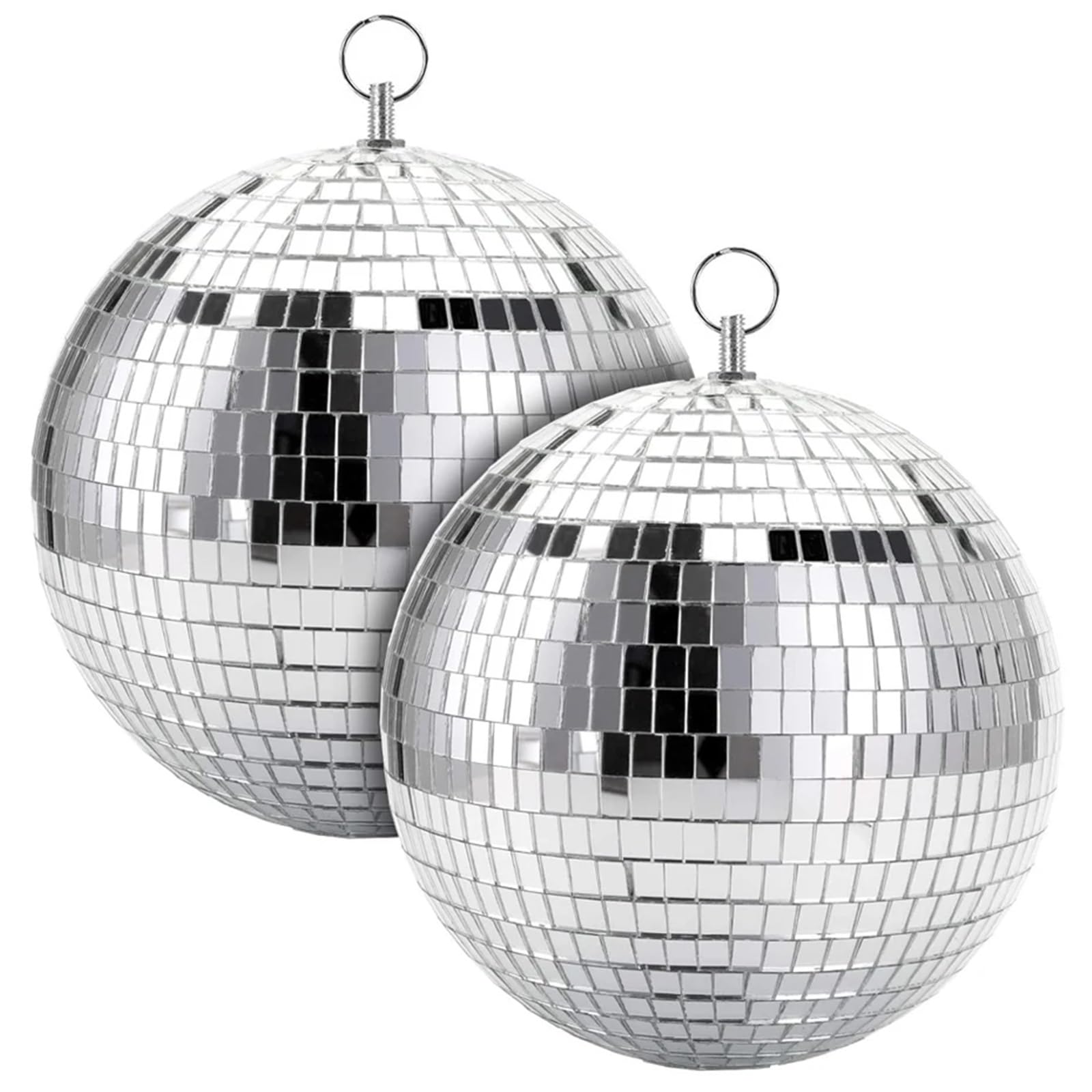 Decoración para fiestas con bola de espejos disco, Bola de discoteca con espejo 2 piezas Multicolor 25 cm 10 pulgadas(2*Silver)