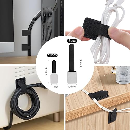 Miniatura 4 de Kit de organización de cables de 137 piezas, 4 fundas para cables, 100 bridas para cables, 10 clips para cables, 15 bridas adhesivas de pared, 10