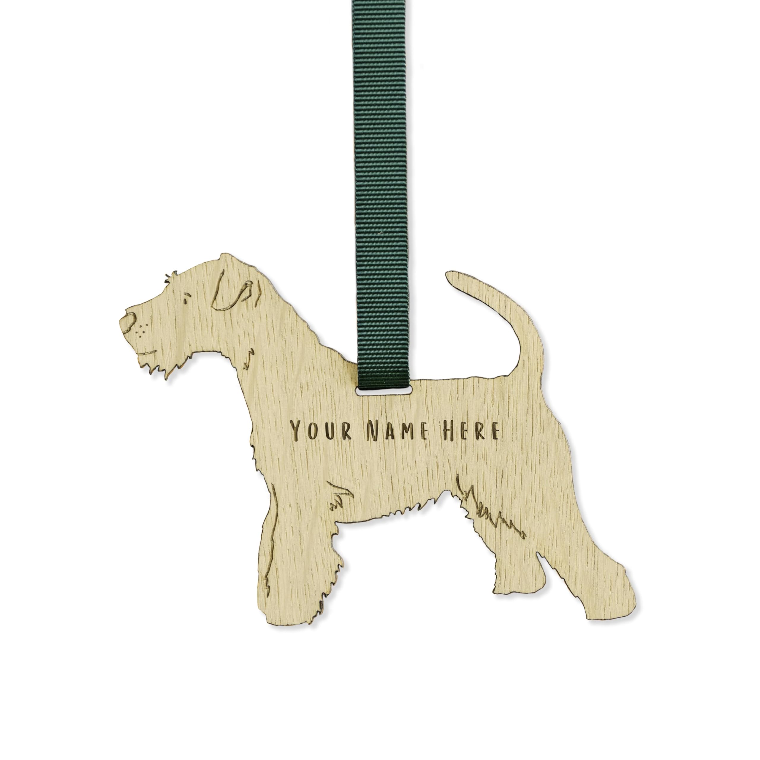 "Manta Makes Personalised Dog Christmas Decorations, wooden dog lover gifts for dog lovers, range of over 50 breeds, personalised pet memorial gifts, best dog Mum gifts (Irish Terrier)" — image 1