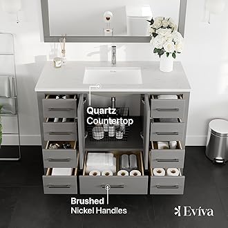 Eviva London 48 Gray Bathroom Vanity with Carrara Quartz Top