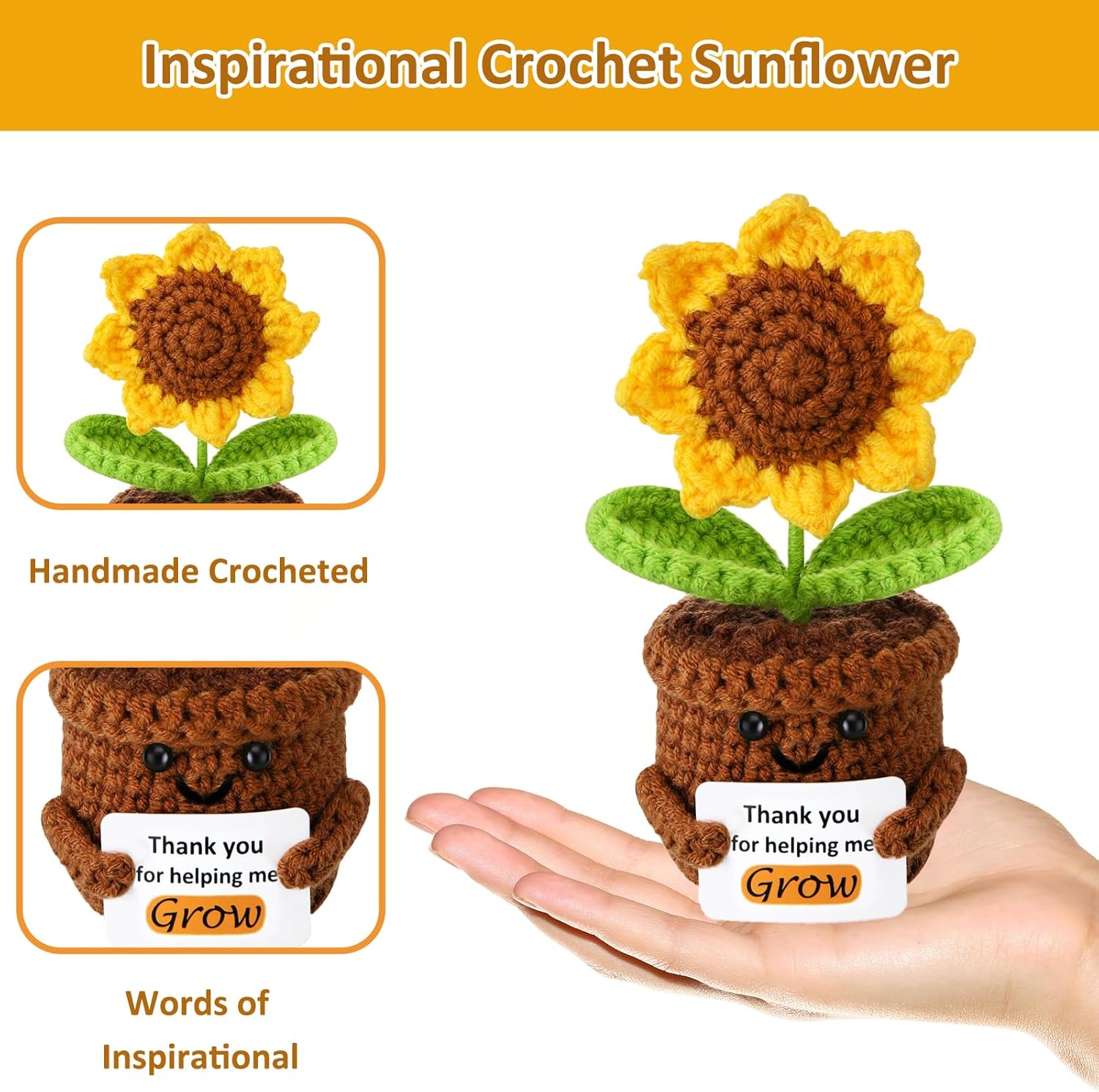 Sunflower Teacher Appreciation Gifts Thank You Gifts for Women Teacher Coworkers Boss Emotional Support Crochet Sunflower for Mom - Image 2