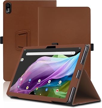 Case for Acer Iconia Tab P10, 10.4 inch, Acer Iconia Tab P10 Tablet Case, Folding Stand Protective Cover with Pencil Holder and Wrist Strap, Full Protection. Brown