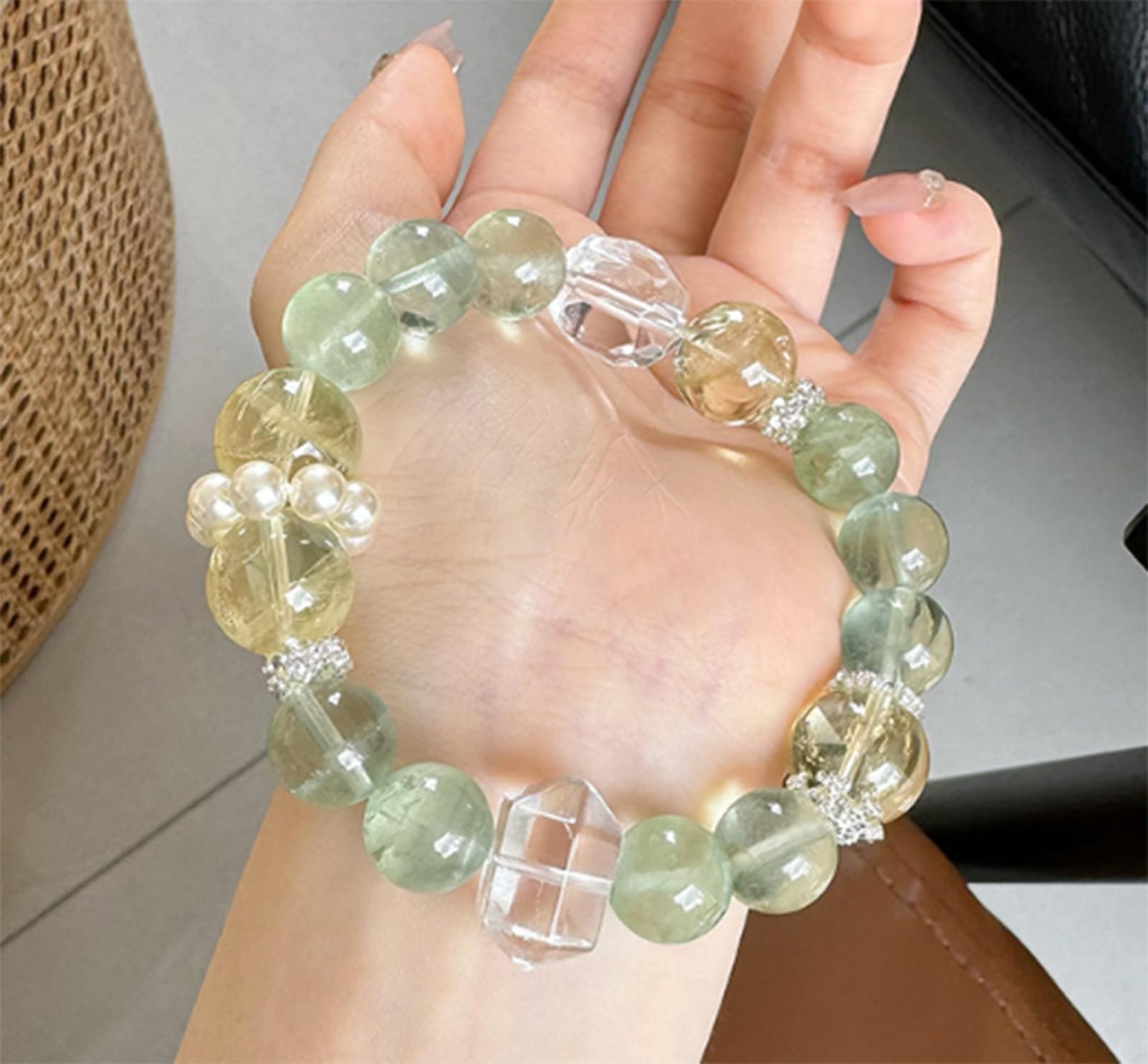 Bracciale di cristallo da donna, gioiello con perline di quarzo naturale