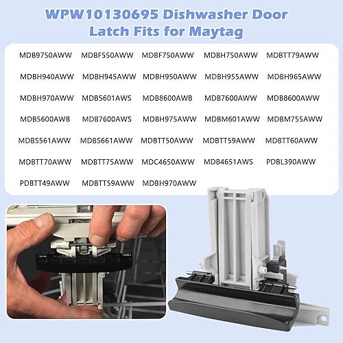 Miniatura 6 de WPW10130695 - Manija para puerta de lavavajillas May-tag Quiet Series 300, WPW10275768 AP6018386 AP6015450 W10130695 MDB8600AWB MDB7600AWB