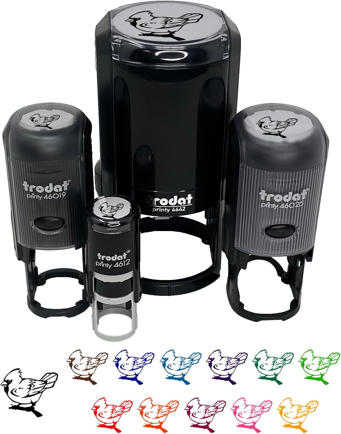 Winter Cardinal on Branch Self-Inking Rubber Stamp Ink Stamper for Stamping Crafting Planners - 1-1/2 Inch Large - Blue Ink