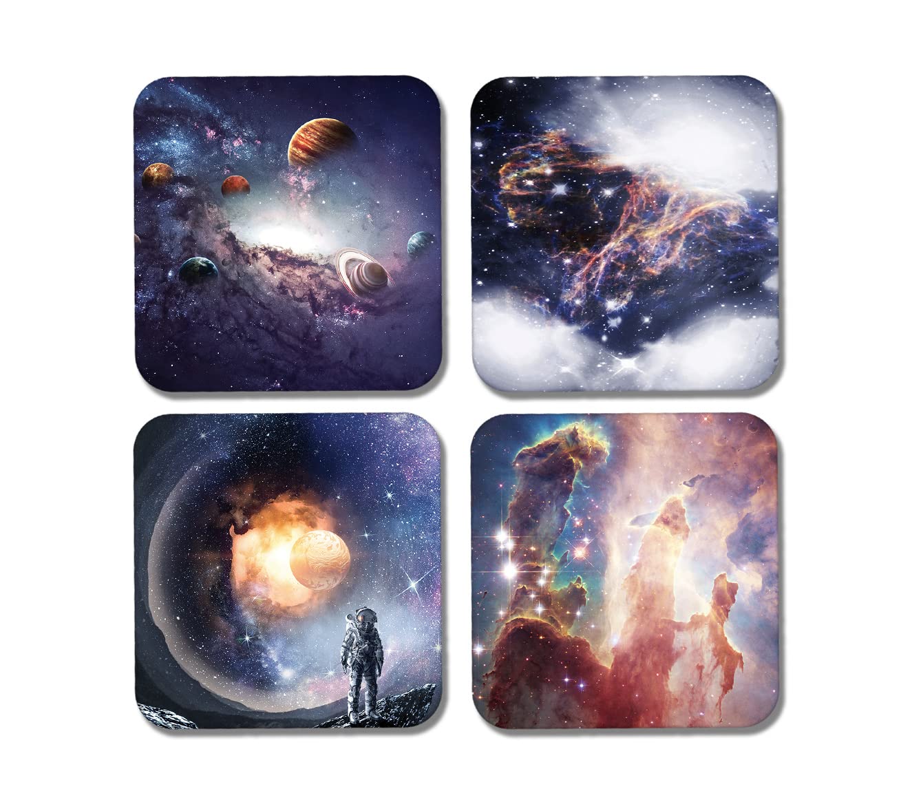 DV DESIGN 4 x Square Space Coasters - Universe Solar System Nebula Science Gift #77906