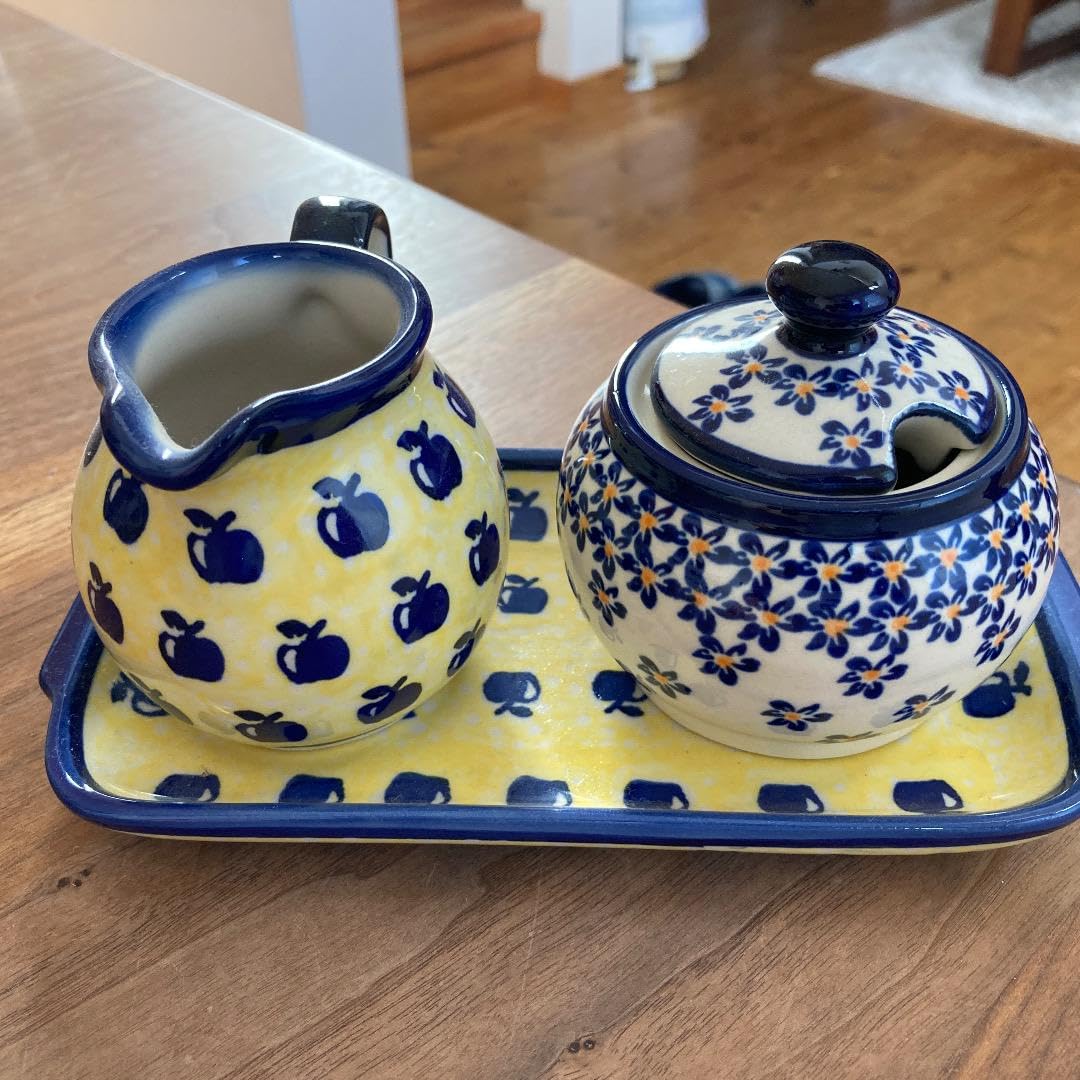 Amazon.co.jp: ポーリッシュポタリー シュガーポット&ミルクピッチャー  