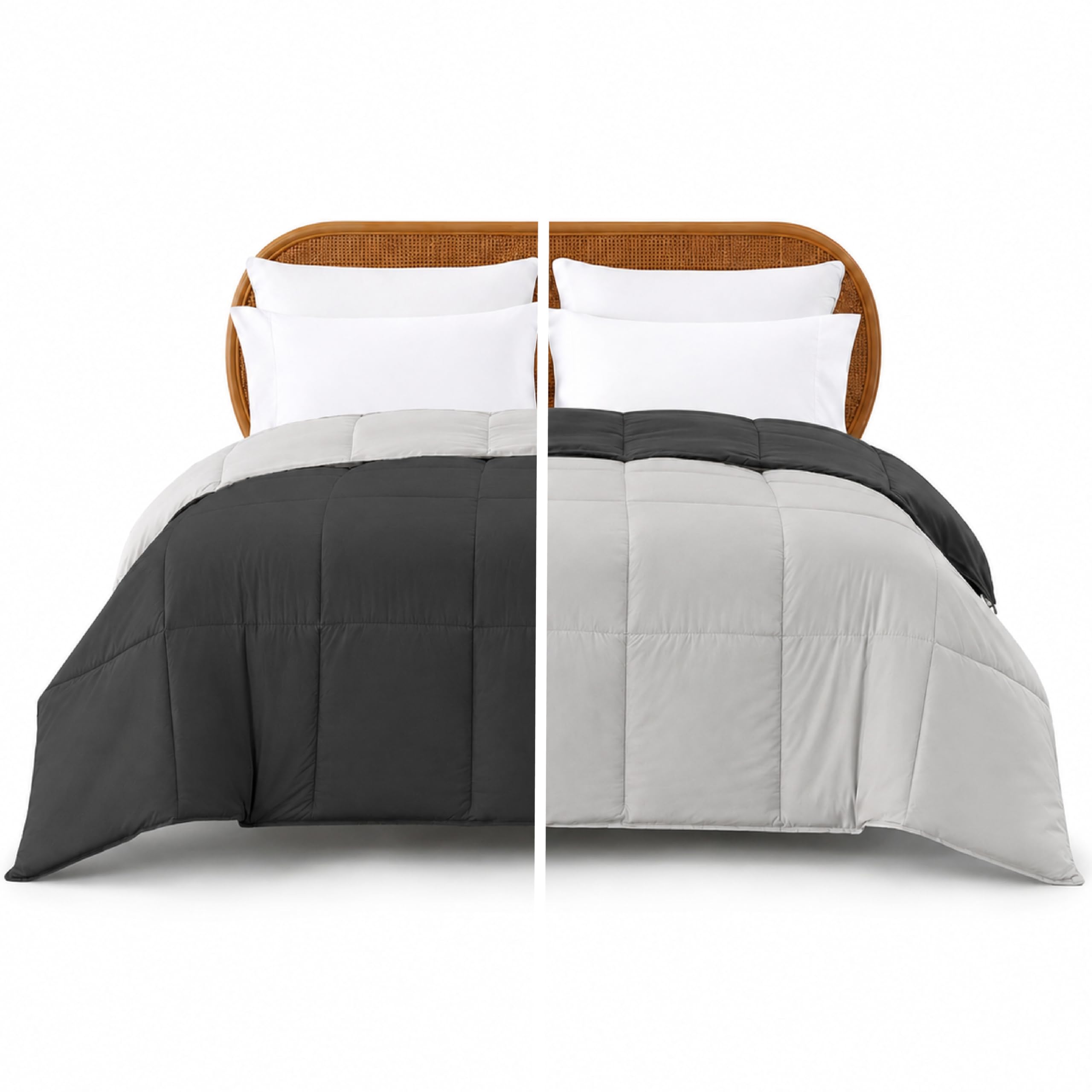 Modern Threads - Down Alternative Microfiber Quilted Reversible Comforter & Duvet Insert - Soft, Comfortable Alternative to Goose Down - Bedding for All Seasons - Carbon/Steel Twin-image-12