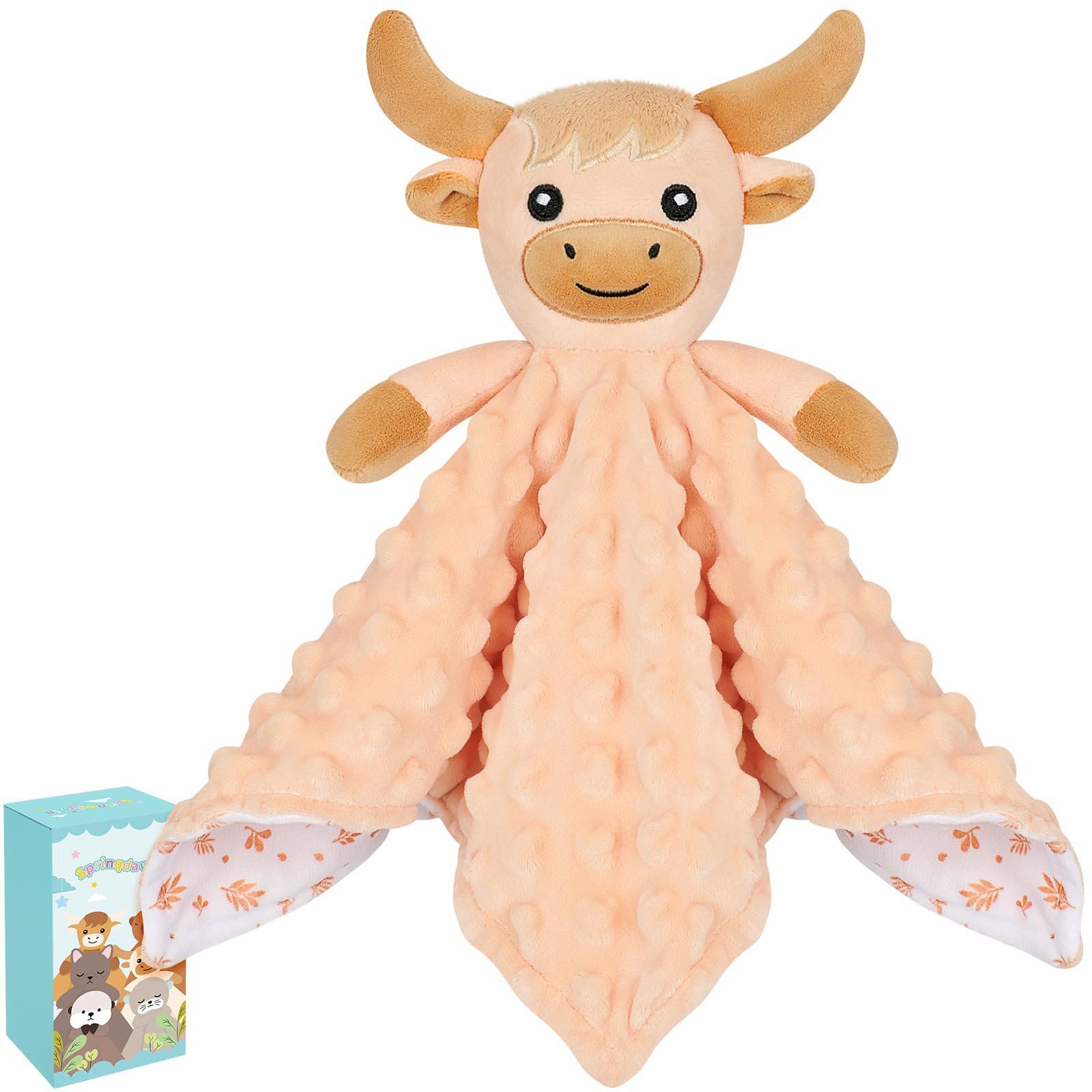 Highland Cow Baby Comforters Blanket Plush Cuddly Toy Comforter Cuddle Blanket Animal Snuggle Toy Comforters Infant Gift for Mom, Cow Toys Loveys Newborn Soft Touch Toddler Boys Girls Plush — image 1