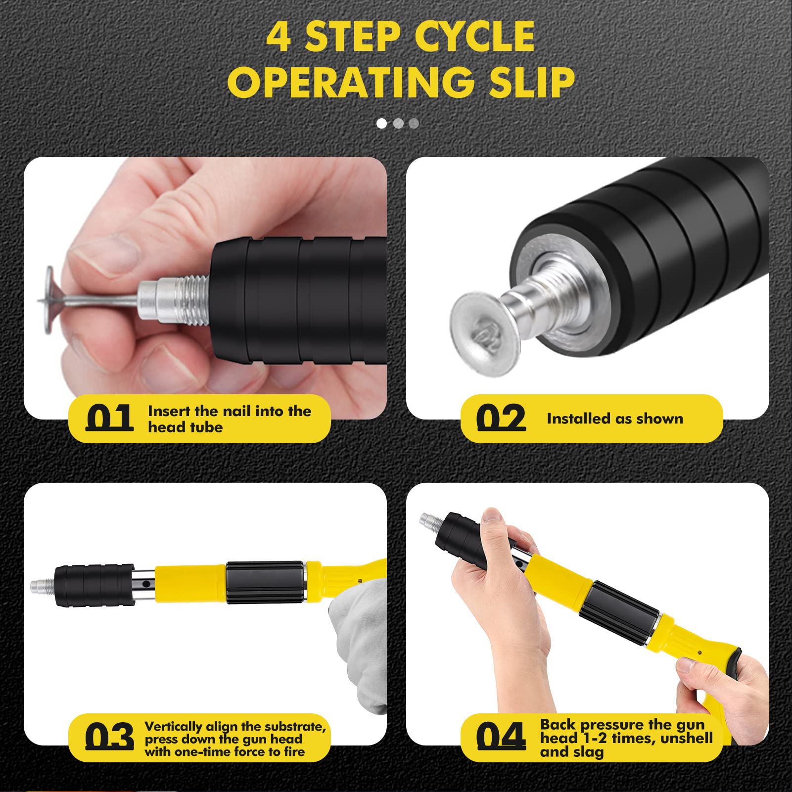 Pistola Sparachiodi Manuale In Acciaio - 5 Velocità Regolabili Per Cemento E Muri - Foto 3