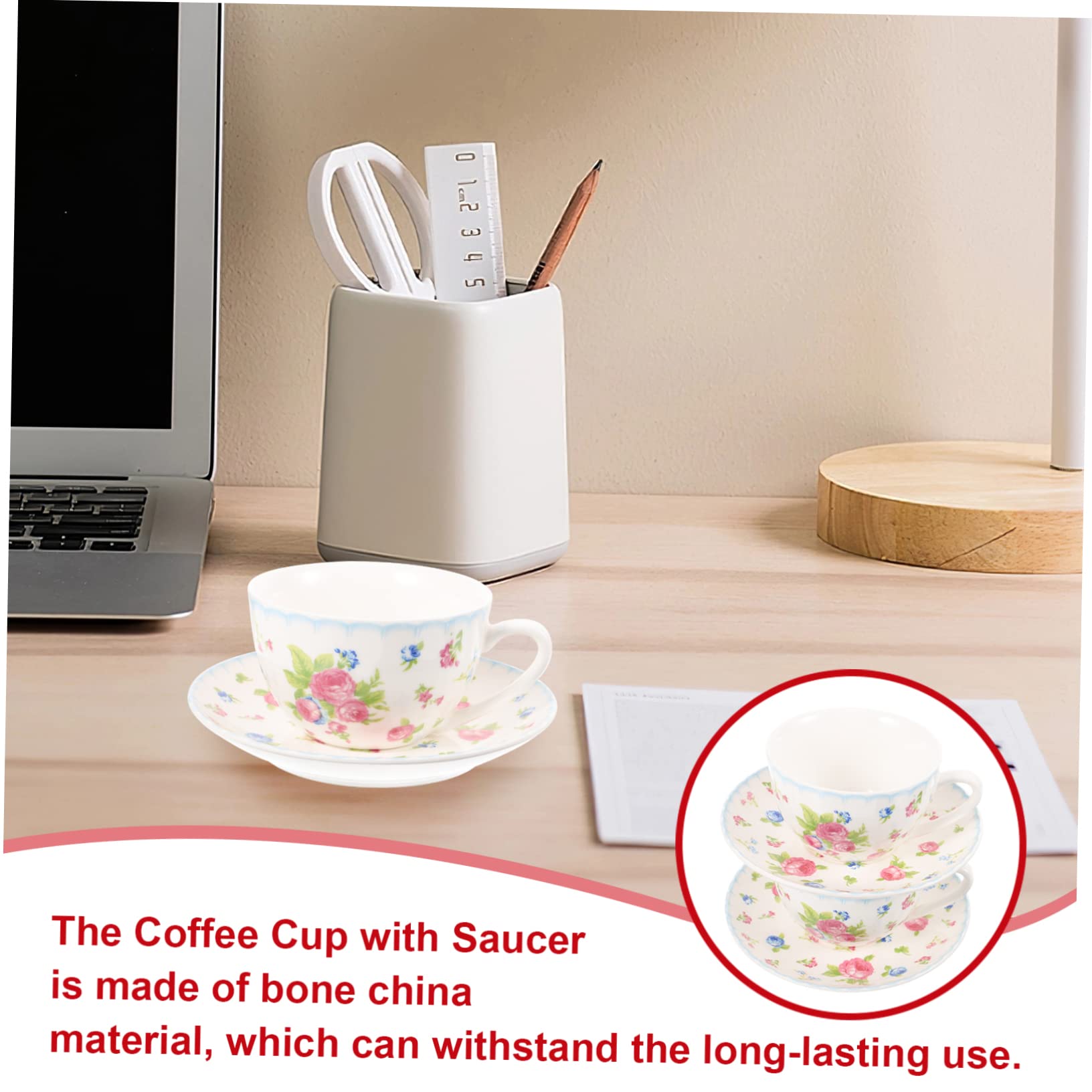 Ciieeo Set de Tasse à Café en Porcelaine Fine 150ml Soucoupe