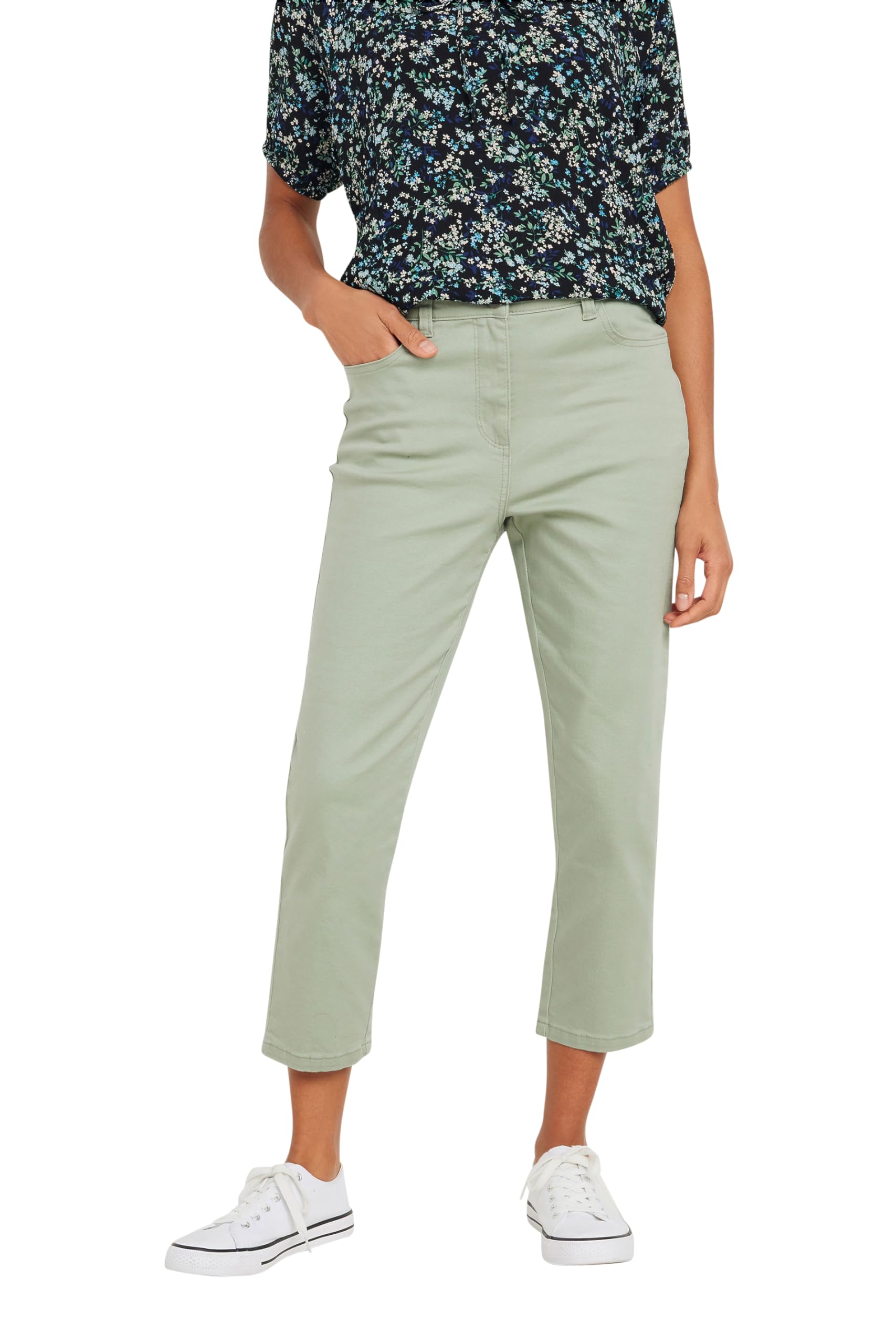 M&Co Women's Light Green Sage Green Cropped Jeans