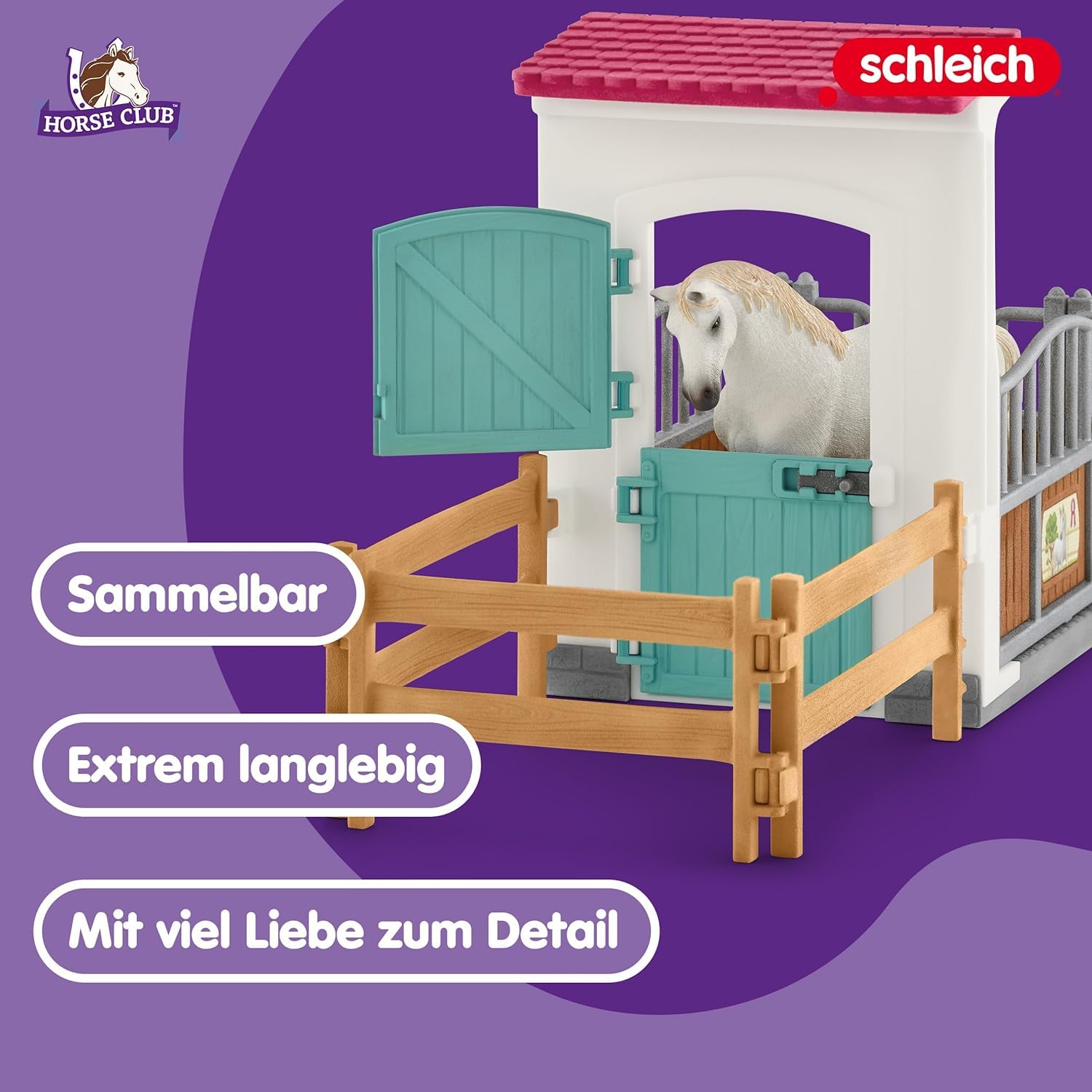 SCHLEICH Horse Club | Pferdebox 42569 mit Pferde Figur und Zubehör | Spielset für Pferdepflege, Rollenspiel & Sammlung | Geschenk für Mädchen und Jungen ab 5 Jahren | Set aus 21 Teilen