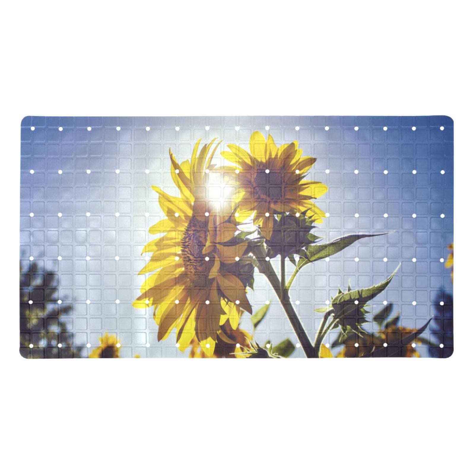 Rutschfeste Badematten mit Sonnenblumen-Motiv, für Badezimmer, rechteckig, maschinenwaschbar, 39 x 70 cm