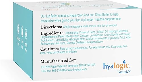 Miniatura 8 de Hyalogic Episilk - Bálsamo labial hidratante con ácido hialurónico de 0.5 onzas (paquete de 3)  HA hidratante natural para labios gordos y