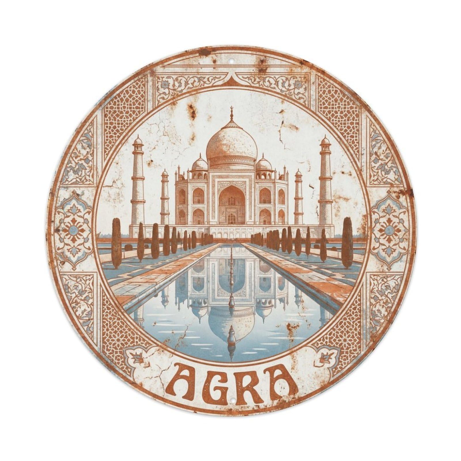 India Vintage Travel Agra Metal Tin Sign