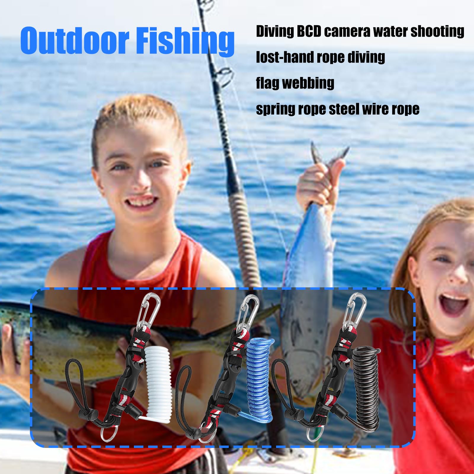 Oxxggkao Stainless Steel Corrosions Diving Lanyard Adjustable Attachments for Underwater Photography Equipment