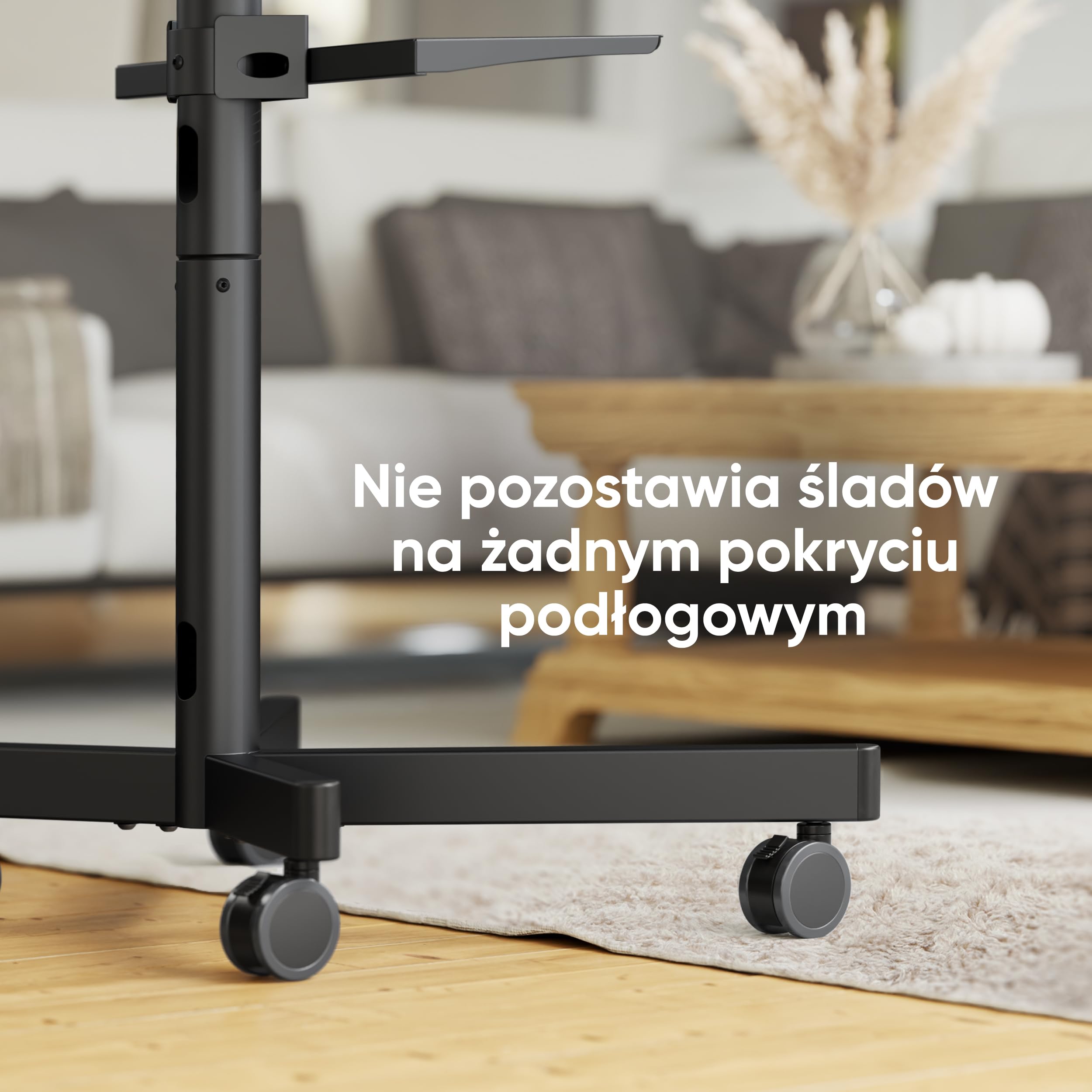ONKRON Mobilny Stojak TV na Kółkach 23-60 Cali, Maks. Obciążenie 45 kg, Wózek pod Telewizor VESA 100x100-400x400, z Regulacją Wysokości, Półką AV i Kabel-Kanałem, Czarny TS1137-B