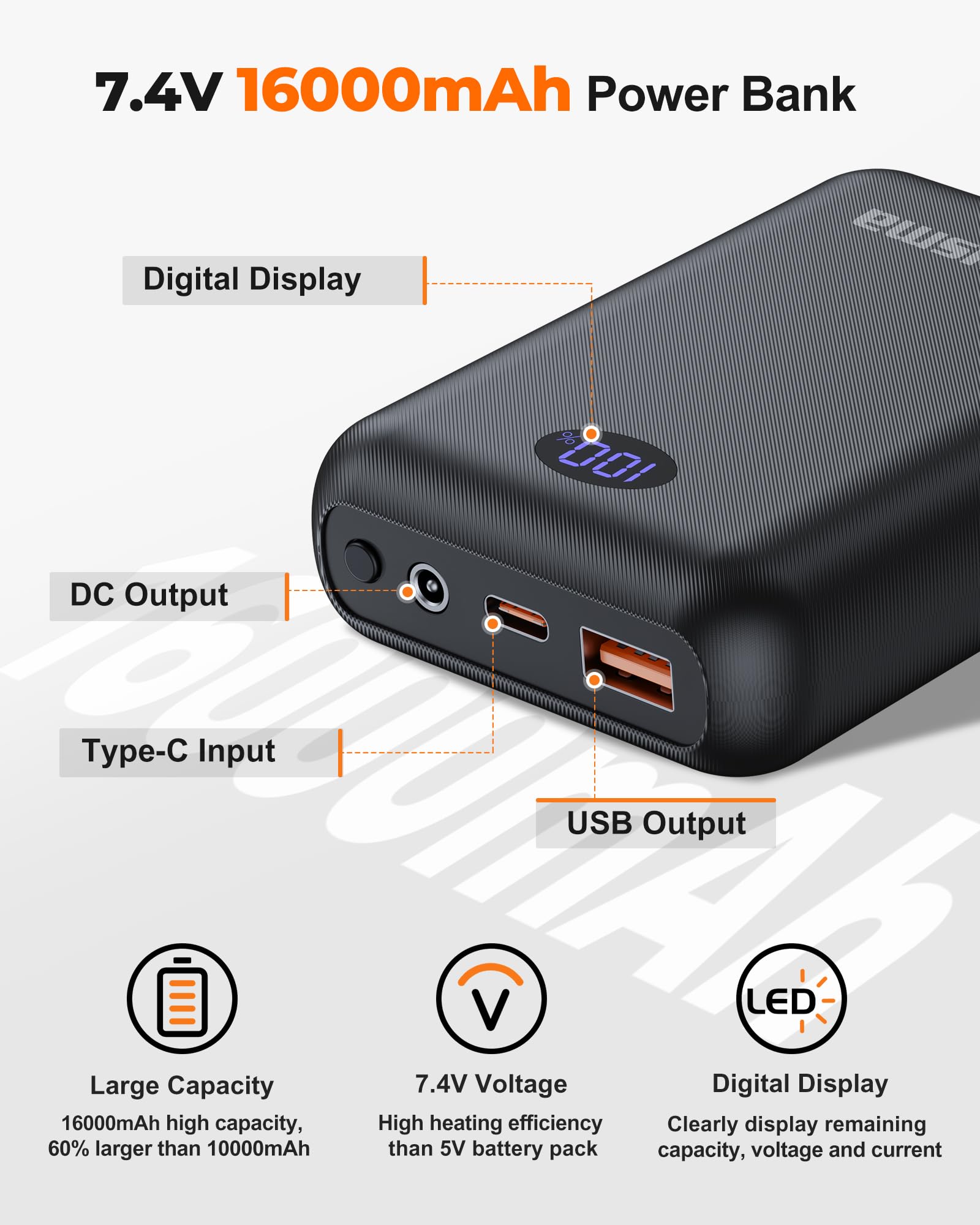 Gilet Riscaldato Uomo con Batteria Inclusa 16000mAh 7.4V, Gilet Riscaldato Uomo Design Senza Luci per Attività All'aperto Caccia