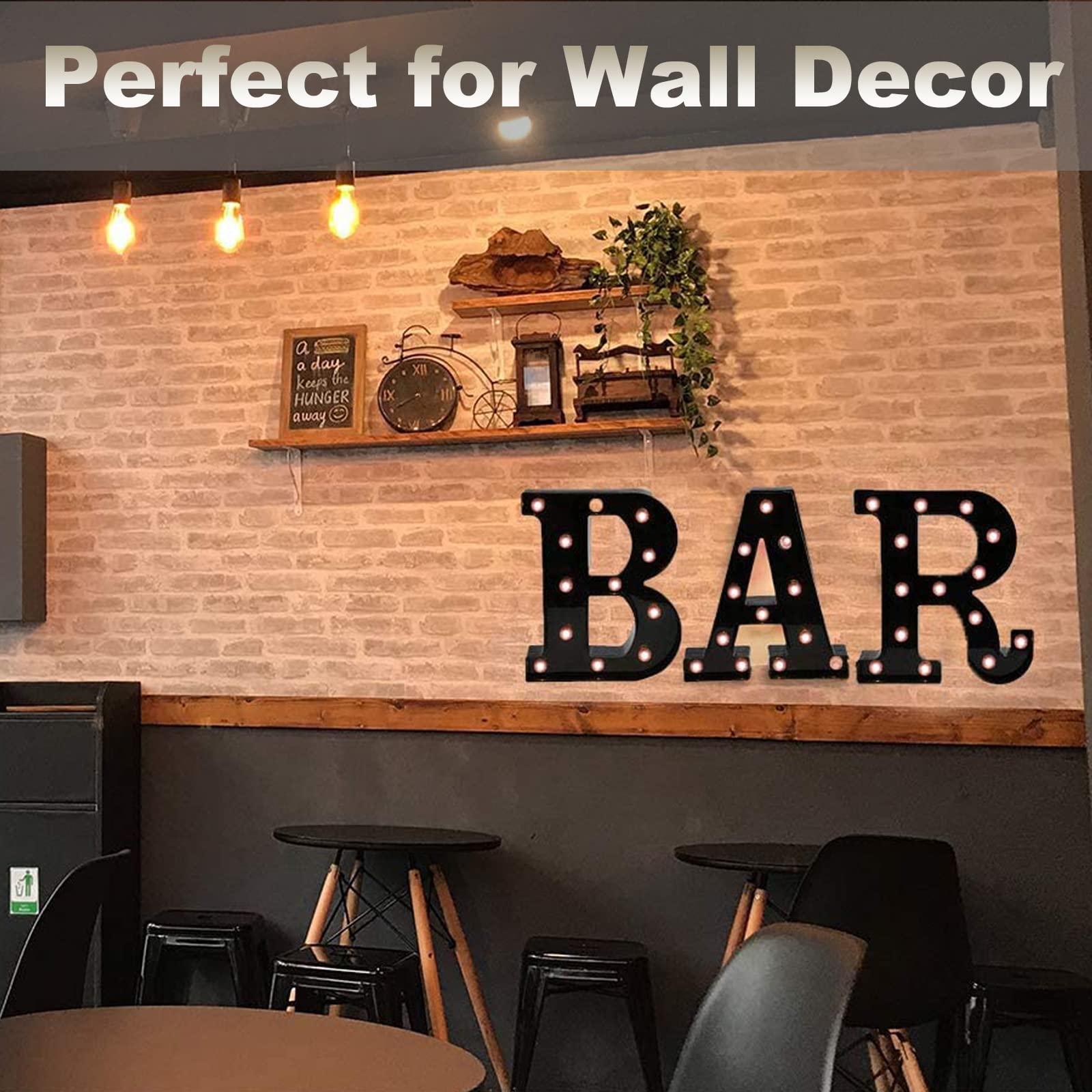 Buy Black LED Marquee Bar Sign, Light Up Bar Sign with Remote for Home