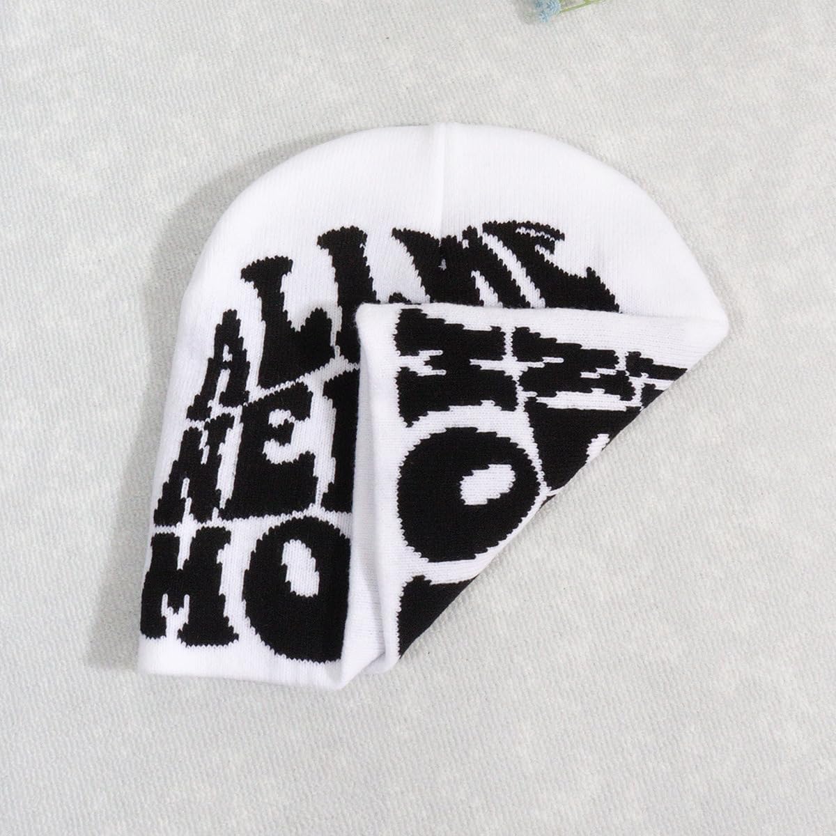 Y2K Beanie for Men Women Knitted Hat Winter Cap Streetwear Design Warm Casual Skullies Cold Weather Knit Outdoor - White - Image 2