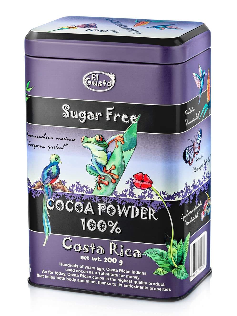 El Gusto Cacao 100% – Czyste Kakao w Proszku z Kostaryki – 100% Naturalne i Bez Dodatku Cukru – 250g