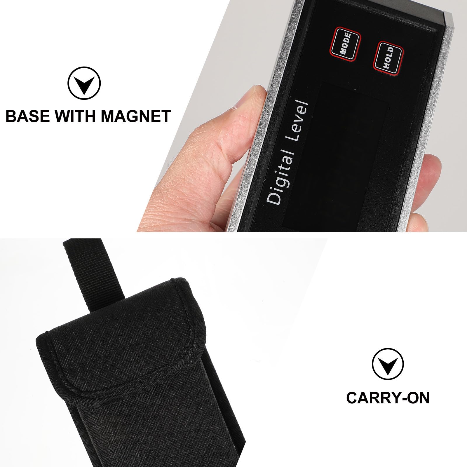 IMIKEYA Inclinómetro Transportador Digital Nivel Electrónico de Burbujas Abs Negro Base en V Imanes Modo de Medida Total y Relativa para Medicina, Madera y Mecánica