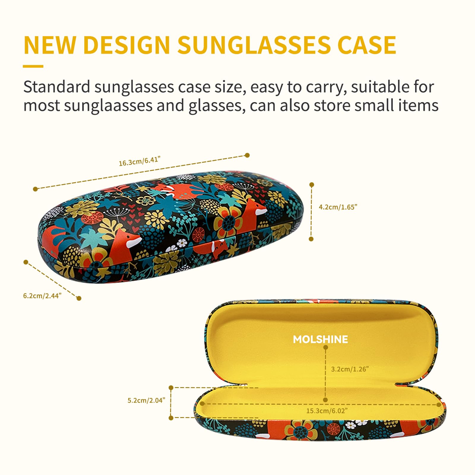 molshine Hartschalen-Brillenetui aus PU-Leder,tragbares Reise-Brillentasche für Männer,Frauen,Mädchen,Reisen,Studium,Arbeit