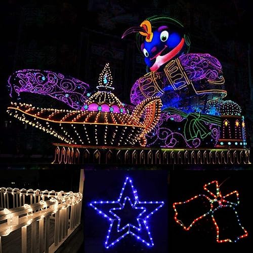 Miniatura 6 de Xunata Cuerda de luces LED, tira de luces LED de 12 pulgada, 6.6 pies6.6 ft CA 110-130 V resistente al agua con 8 modos de parpadeodesvanecimiento,