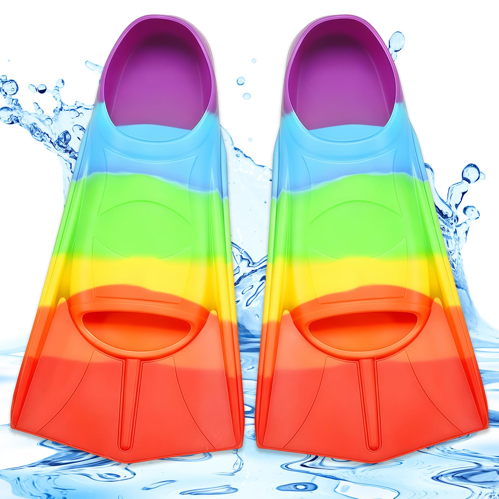 Aletas de Natación para Niños, Silicona 100%, Aletas Cortas para Niños, 24 - 26 Yardas, Aletas de Buceo Cortas para Entrenamiento de Natación, Snorkel, Buceo para Principiantes, Piscina, Playa