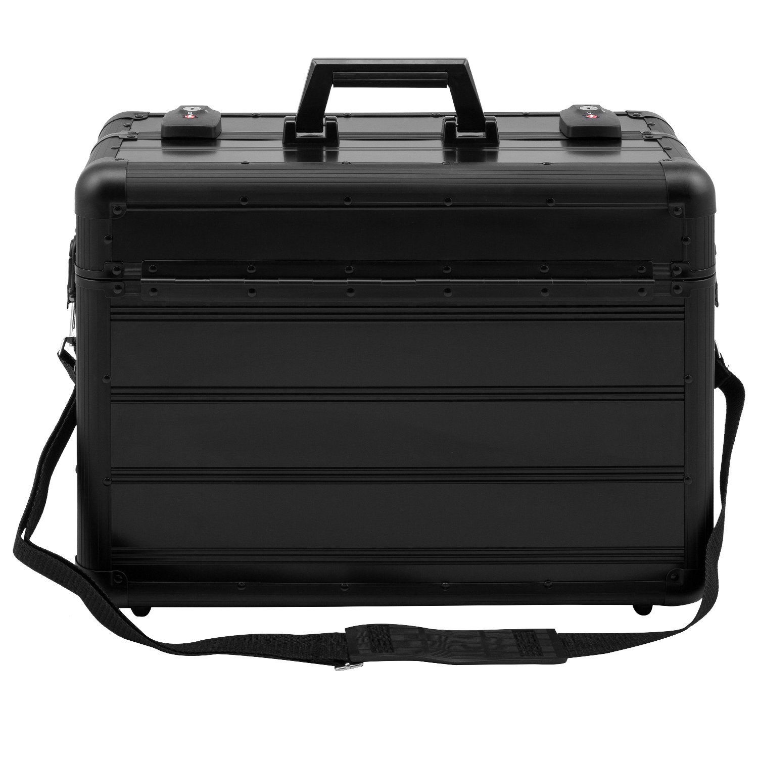 anndora Pilotenkoffer Businesskoffer TSA Schlösser Aluminium Oberfläche Schwarz
