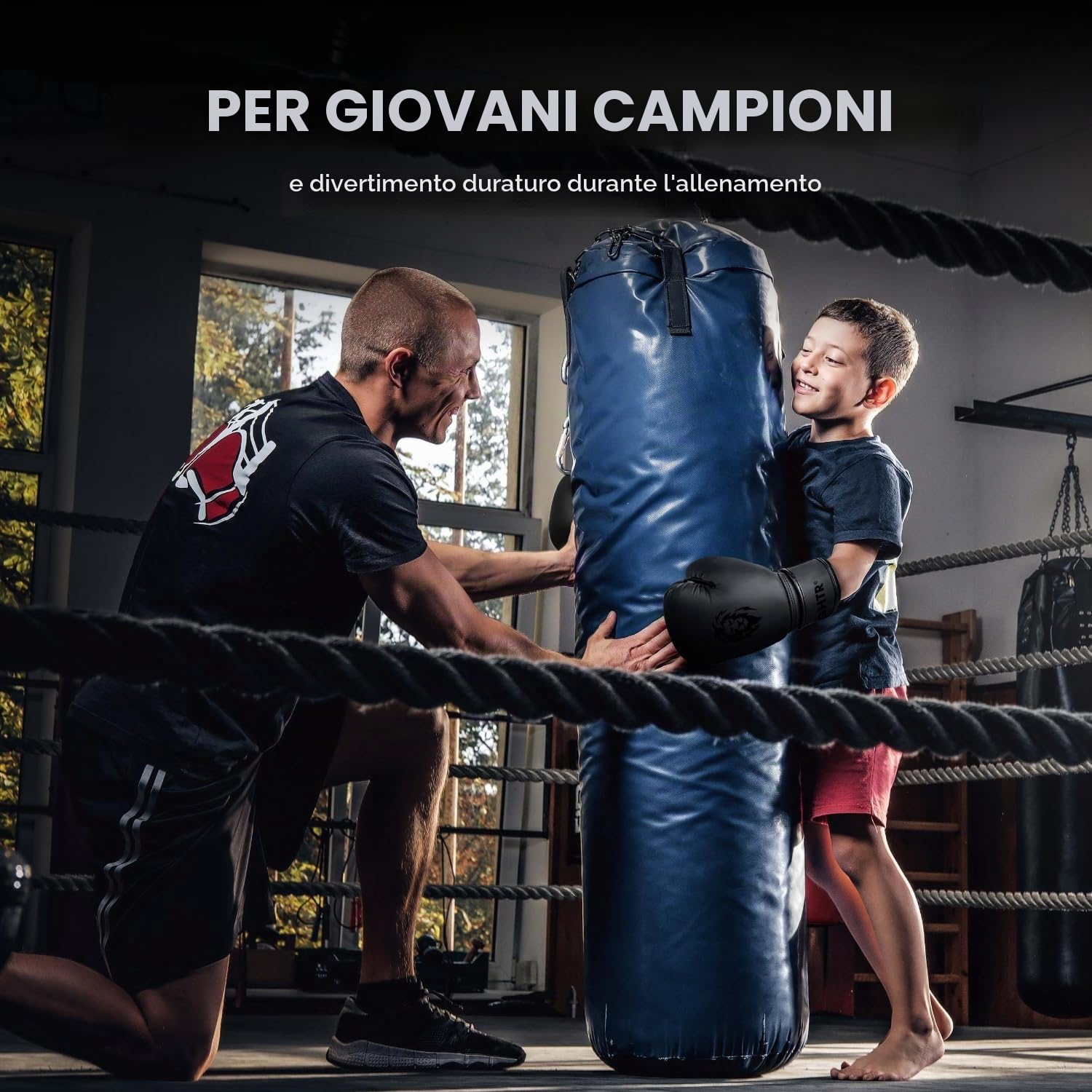 FIGHTR® Guanti da boxe per bambini con ottima vestibilità per la massima protezione | Junior ragazzi e ragazze | per boxe, MMA, Muay Thai, kickboxing e arti marziali 04 06 oz | con borsa per il
