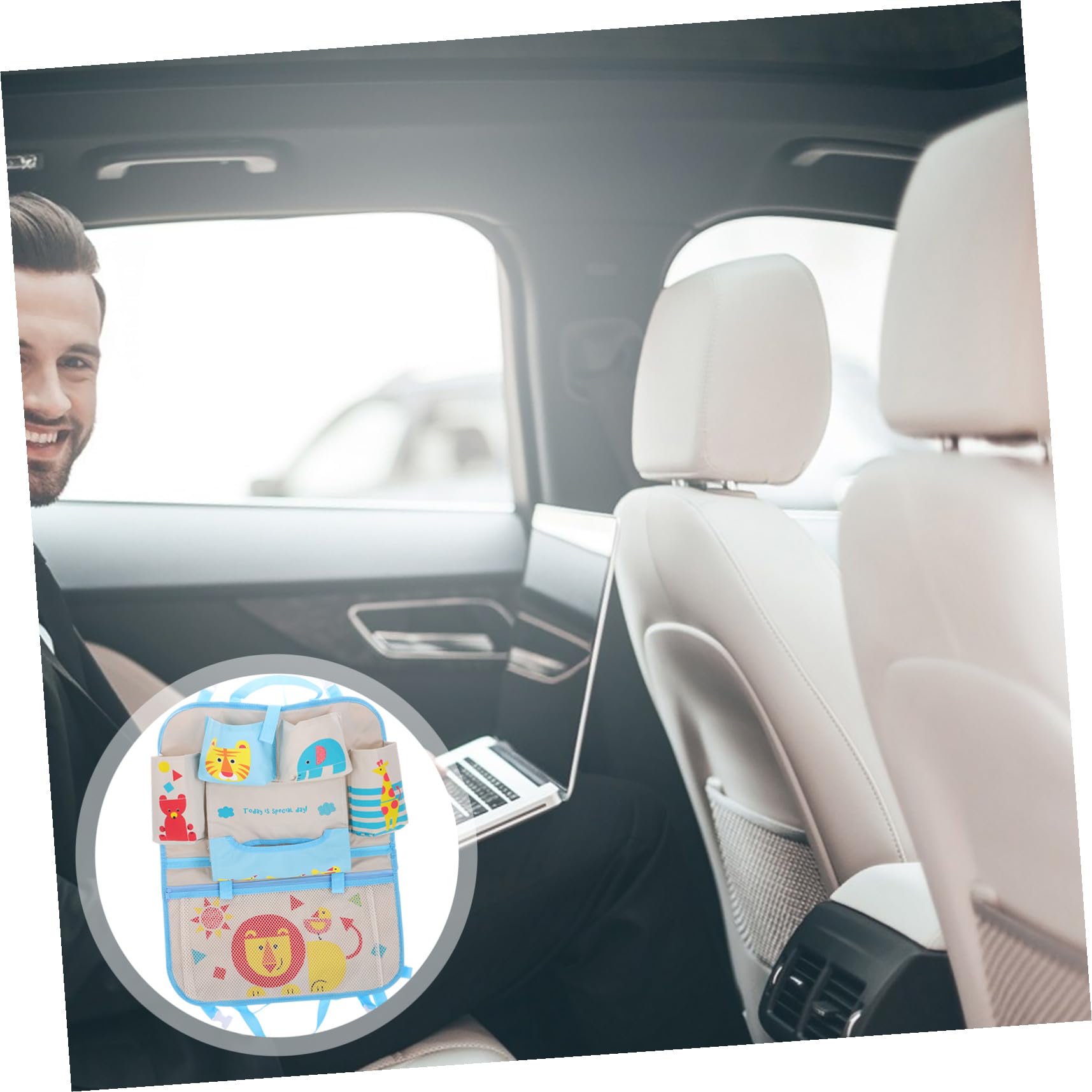 Bolsillo Trasero de Coche Organizador de Asiento con Bolsillos Portabotellas y Almacenamiento para Juguetes para Viajes Familia