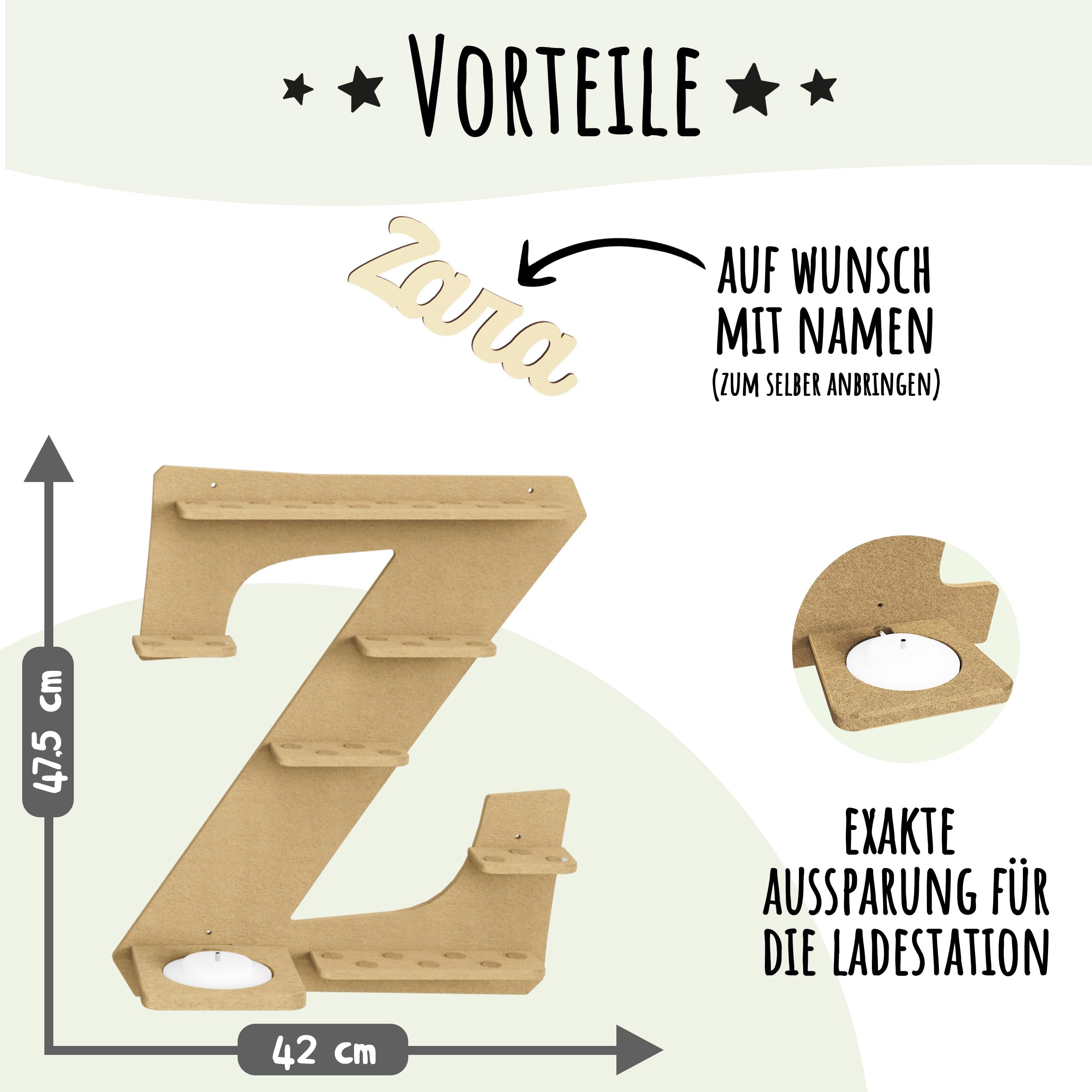 Holzura Regal Buchstabe Z für Toniebox zum selber bauen, DIY Wandregal für Toniefiguren, Aufbewahrung für Tonies, Halterung für Musikbox, 10mm Bausatz