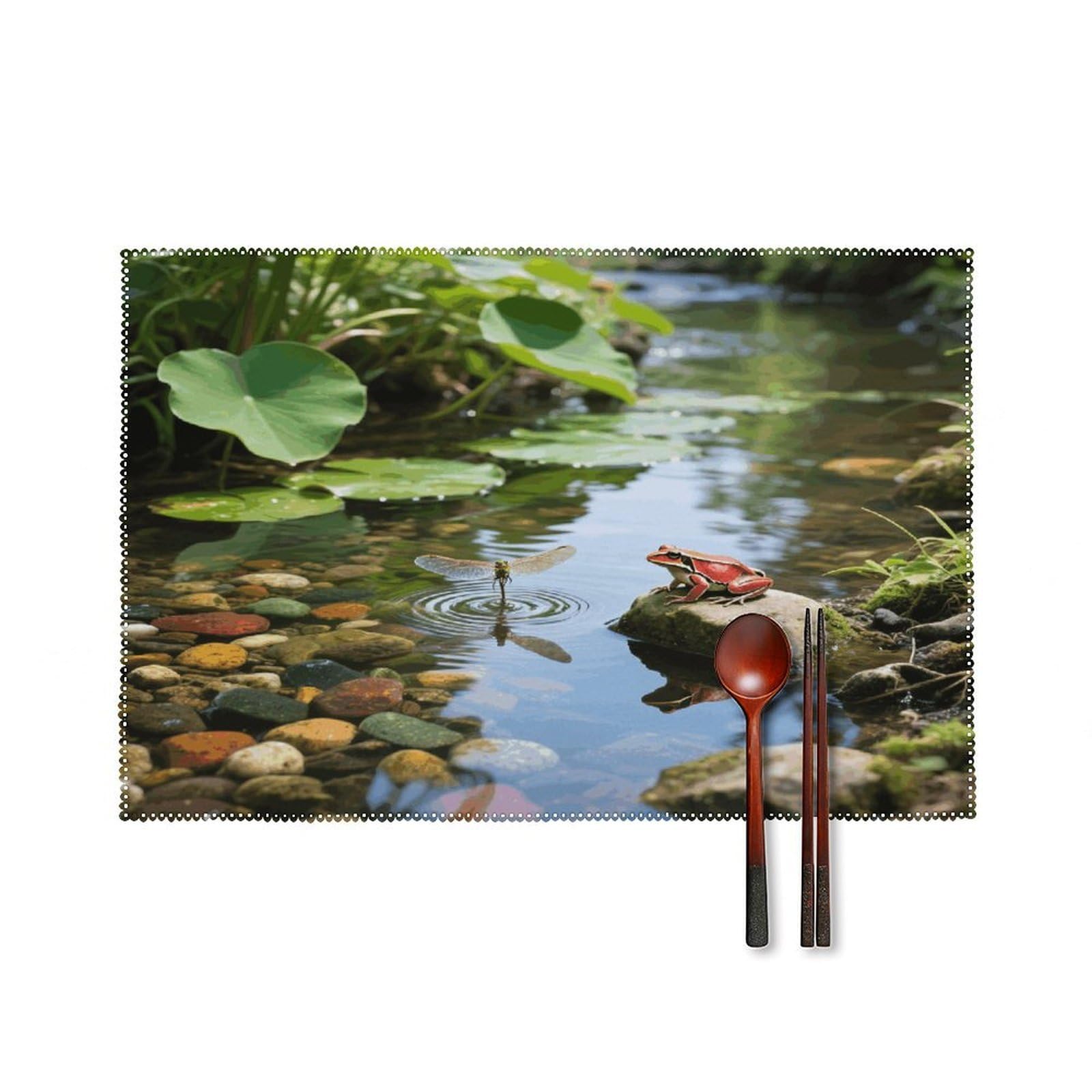 Tropical Rainforest Placemats Set of 4 Heat Resistant Non-Slip Place Mats for Dining Table Washable Placemat Wipeable Dining Table Mat Canvas Place Mats Dining Table Decor